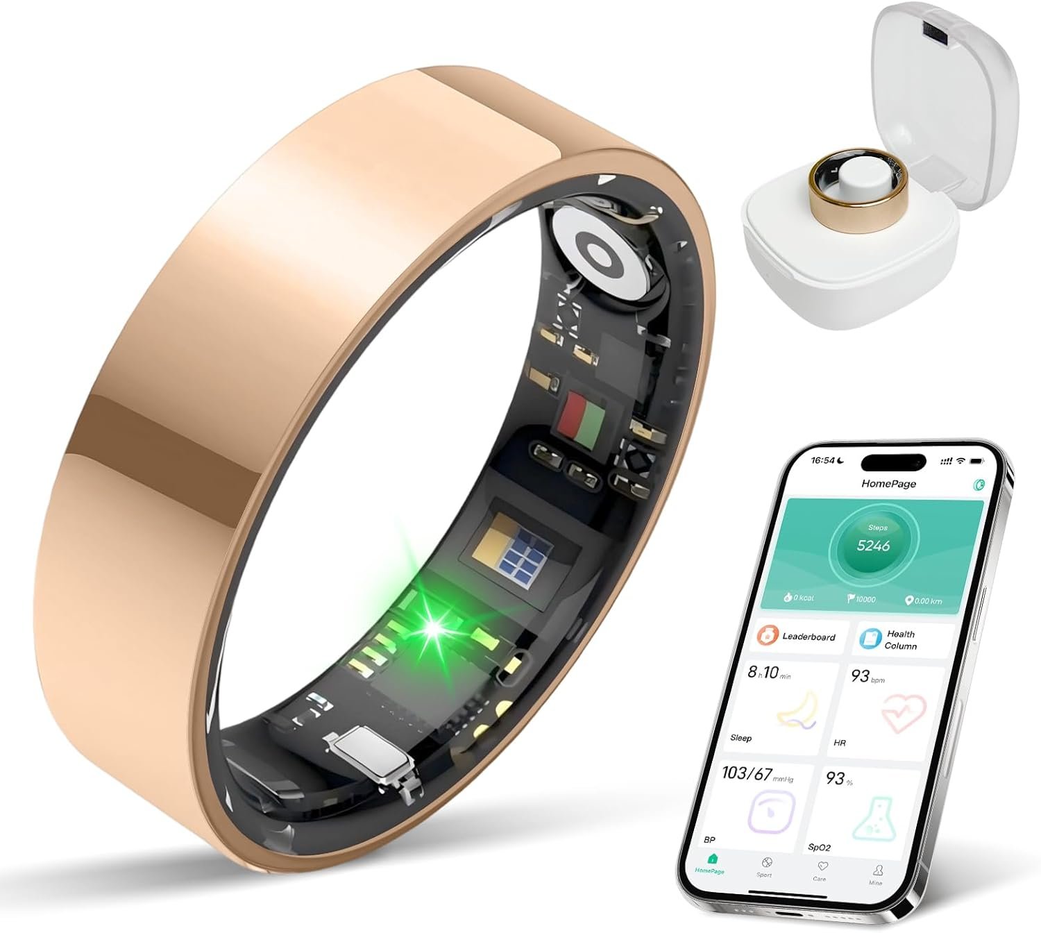 New Smart Ring Health Tracker for Women & Men, Sleep Exercise Health Monitoring, Daily Tracking, iOS/Android Compatible, IP68 Waterproof, No Subscription Required, 5‑Day Battery Life (Rose Gold, 9)