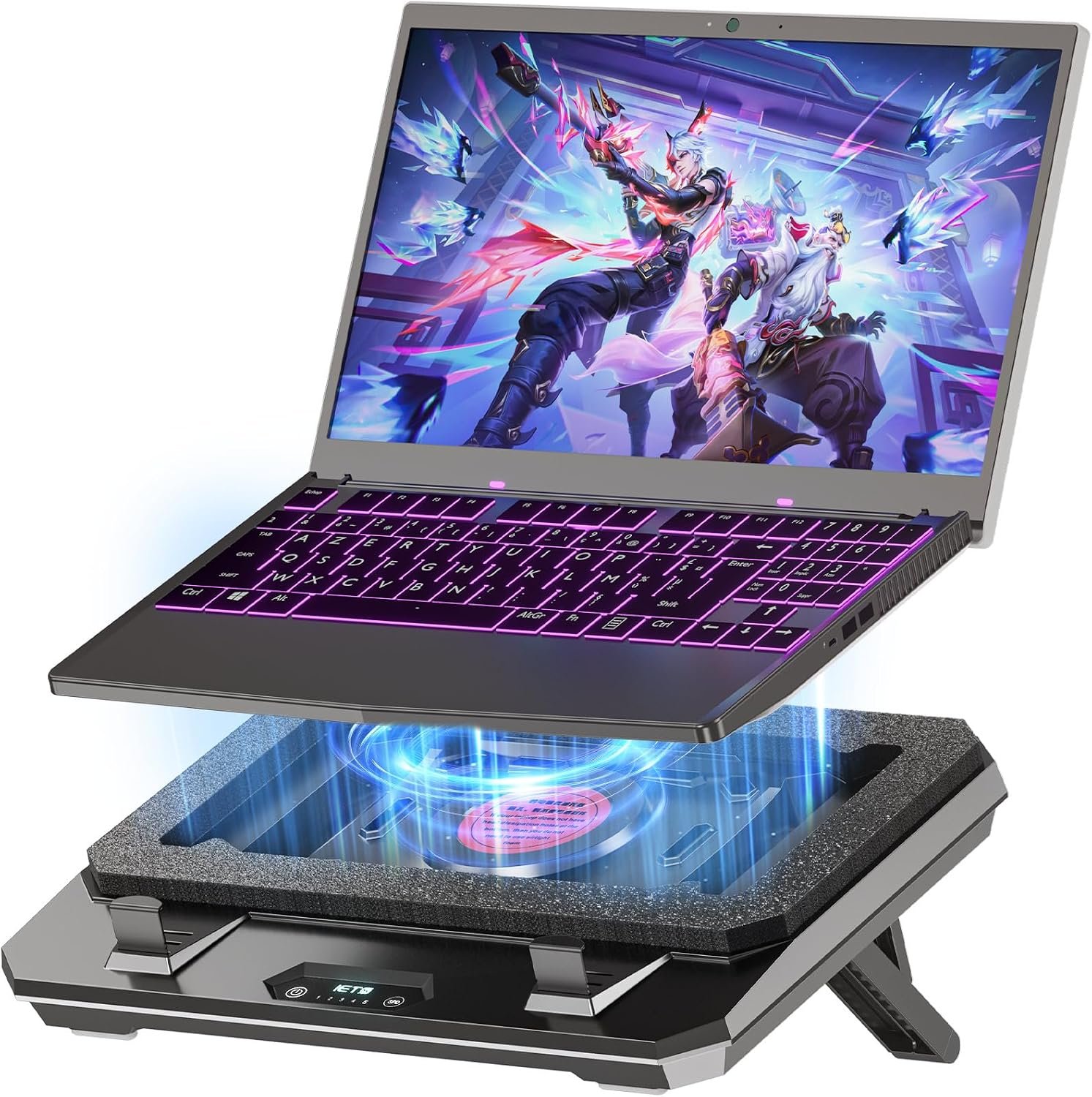IETS GT300 Upgraded Laptop Cooling Pad with Adjustable Stand, Turbo Boosted Cooler for Rapid Cooling 10-17inch Gaming Laptop, Flexible Sealing Ring，Featuring Air Filtration and USB Hub