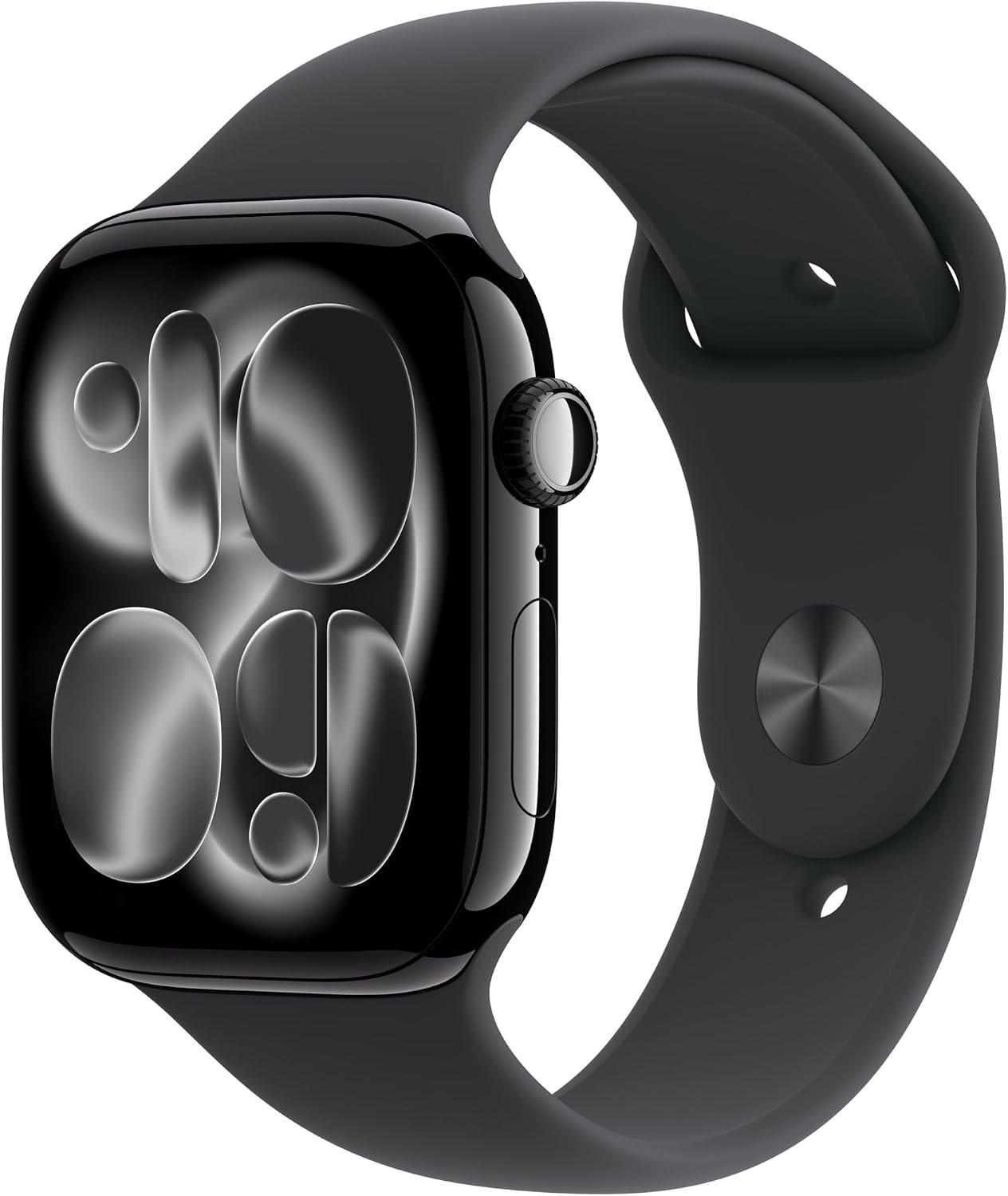 Apple Watch Series 11 (GPS, 46MM) Jet Black Aluminum Case with Black Sport Band – M/L (Renewed)