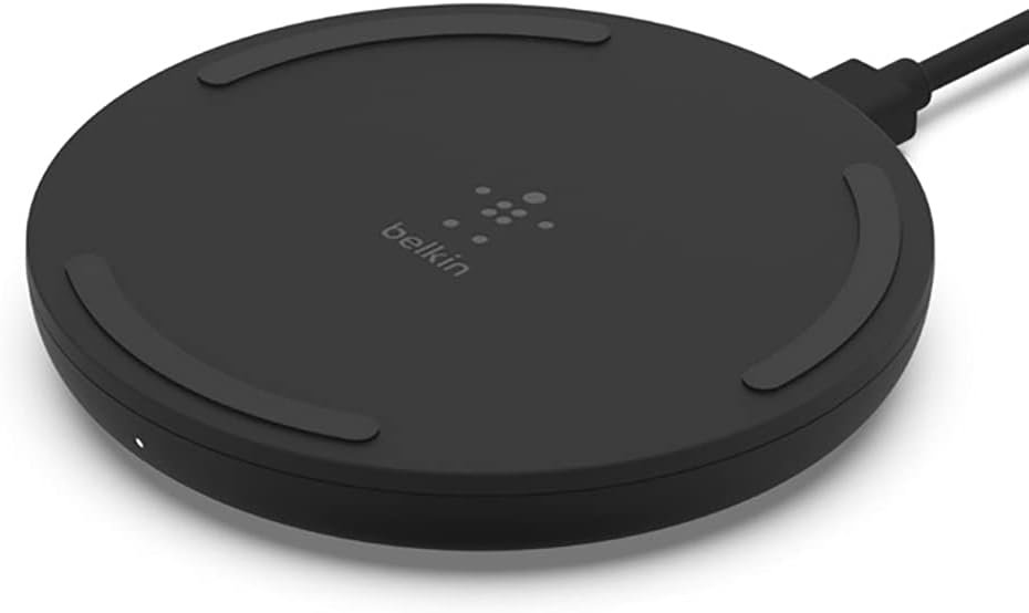 Belkin Quick Charge Wireless Charging Pad – 10W Qi-Certified Charger Pad for Apple iPhone, Samsung Galaxy, Pixel, Airpods Pro & More, Charge While Listening to Music, Streaming Videos – Black (No PSU)