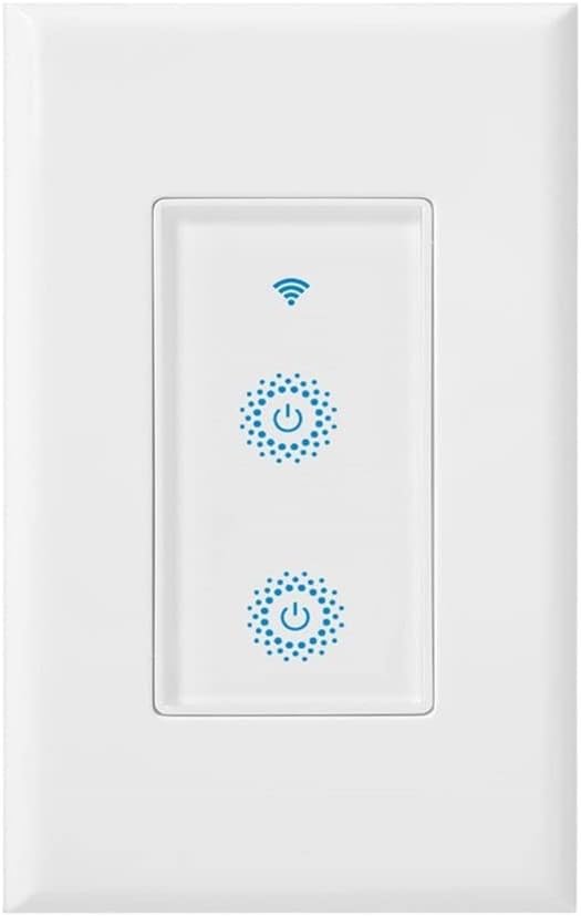 Nexete Smart Wi-Fi Double Light Switch, 2 in1 Single Pole Switch Compatible with Alexa Google Home,Voice Control, Timing Function,Neutral Wire Required(Double)