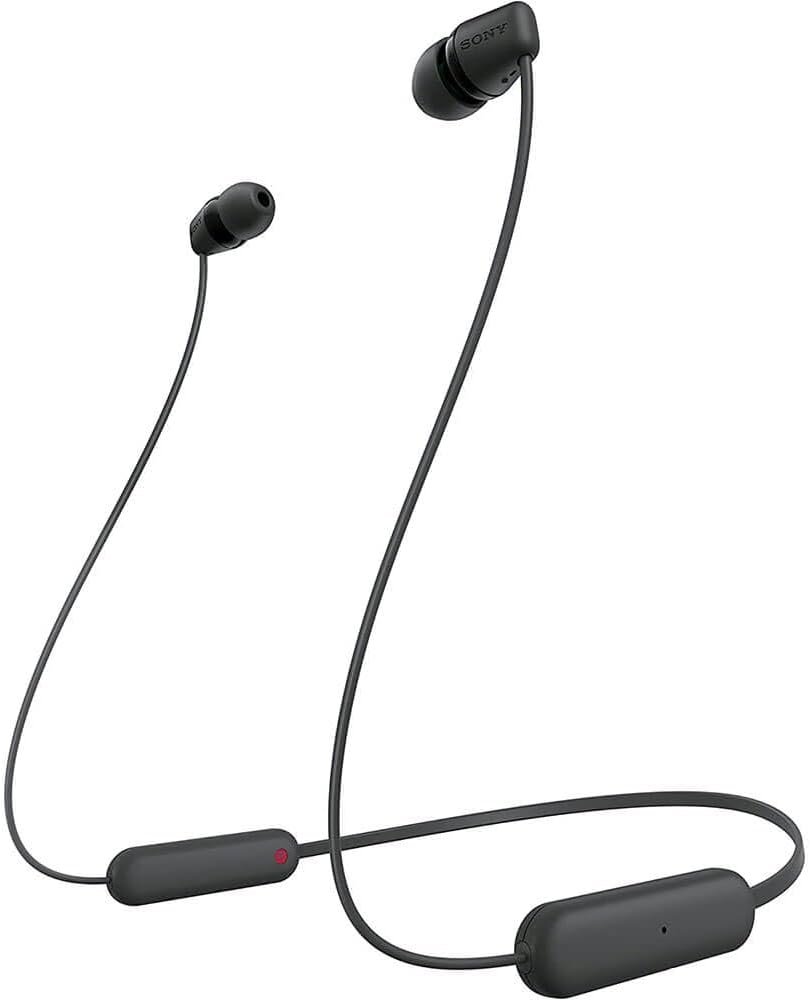 Sony WI-C100 Wireless in-Ear Bluetooth Headphones with Built-in Microphone, Black | Up to 25-Hr Battery, Sbc and Aac, Dsee, IPX4 Splash-Resistant, USB-C Charging, Built-in Mic, 20 G