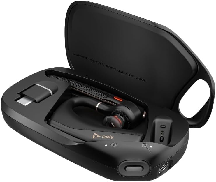 Poly Voyager Legend 50 UC Bluetooth Headset with Charging Case – 4 Noise-Canceling Mics, AI NoiseBlockAI & WindSmart Tech – Bluetooth Headphones with Mic, Smart Call Controls, All-Day Comfort