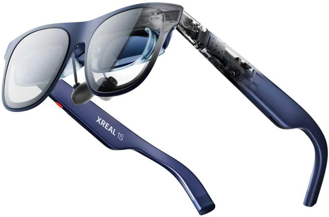 XREAL 1S AR/XR Glasses, 500″ Virtual Screen Smart Glasses with 52° FOV, Native 3DoF, REAL 3D, Powered by X1 Chip, Supports All USB-C DP Devices Including iPhone 17/16 and Handhelds, like ROG/SteamDeck