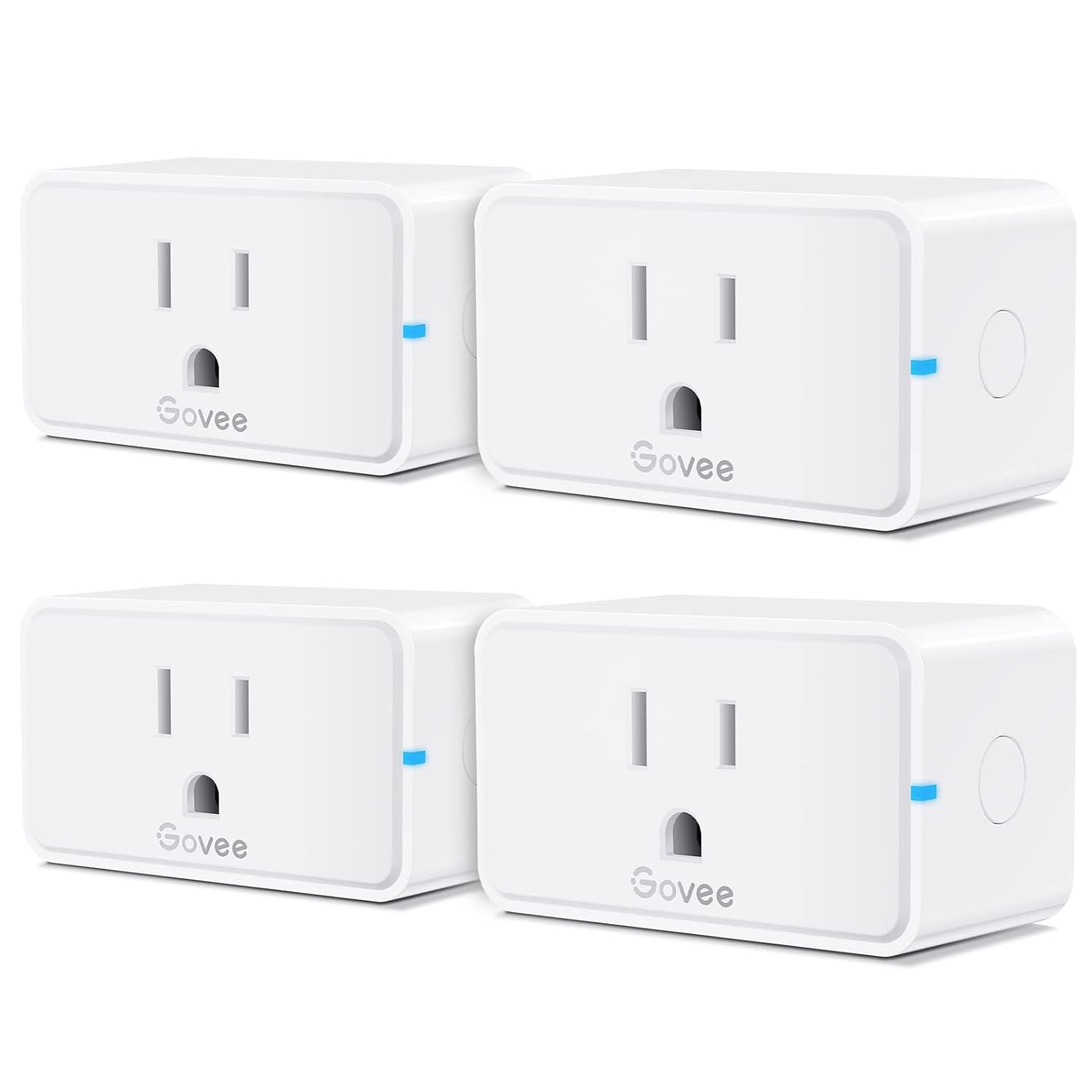 Govee Smart Plug 15A, WiFi Bluetooth Outlets 4 Pack Work with Alexa and Google Assistant, WiFi Plugs with Multiple Timers, Govee Home APP Group Control Remotely, No Hub Required, ETL&FCC Certified | Works with Alexa & Google Assistant, Support Multiple Timers via Govee Home APP, No hub required, ETL & FCC Certified