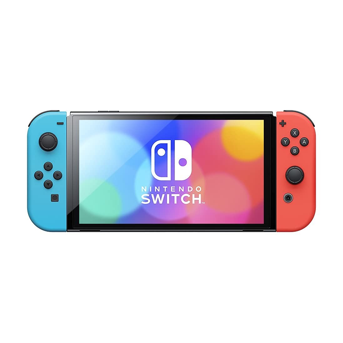 Nintendo Switch OLED Model, Renewed, Neon Red and Neon Blue Joy Con | 7 OLED Screen • 64GB Internal Storage • Dock with Wired Lan • Enhanced Audio • Renewed
