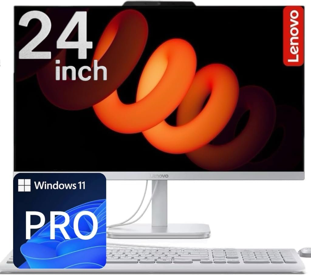 Lenovo NEW 24″ IPS FHD All-in-One Desktop Computer for Home & Office – 1TB Storage(512GB SSD & 500GB HDD) – 8GB RAM – 3-Side Thin bezels – Intel 4-Cores – Wired Keyboard & Mouse – Windows 11 Pro