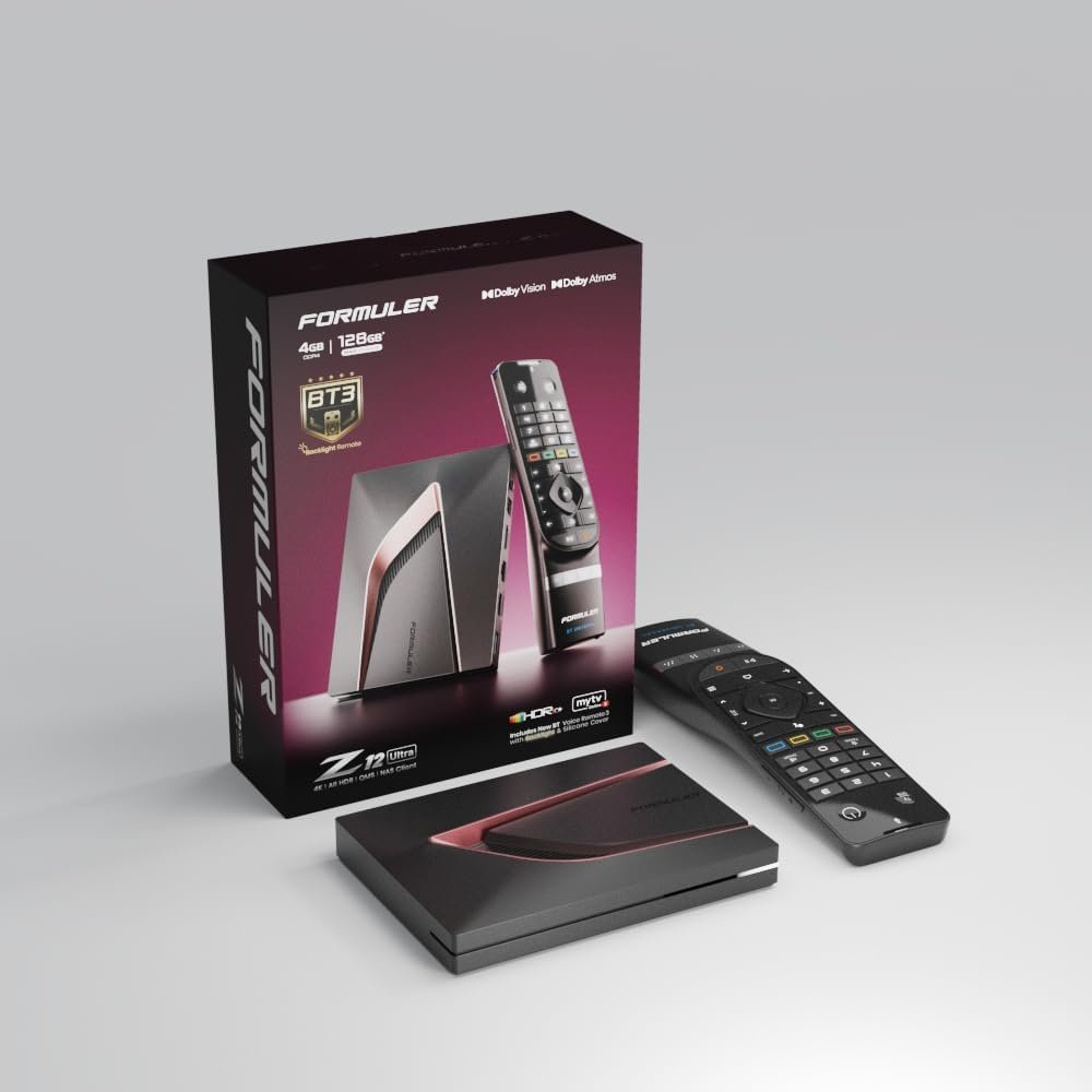 Formuler Z12 Ultra – 4K Streaming Media Player, Android 12, Dolby Vision, Dolby Atmos, HDR10+, Gigabit LAN, WiFi 6E, 4GB RAM, 128GB ROM, Bluetooth Backlight Voice Remote