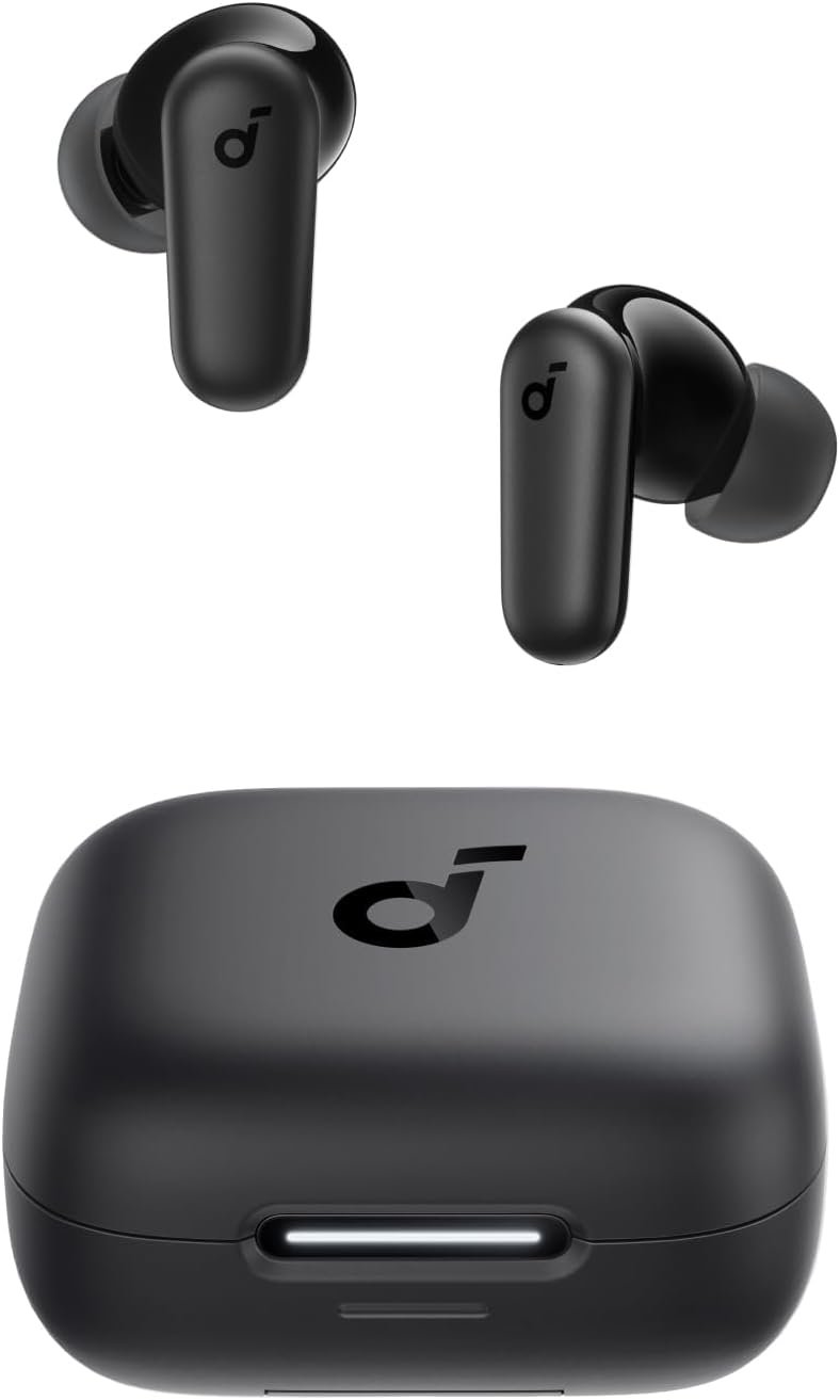 Soundcore P30i by Anker Noise Cancelling Earbuds, Strong and Smart Noise Cancelling, Powerful Bass, 45H Playtime, 2-in-1 Case and Phone Stand, IP54, Wireless Earbuds, Bluetooth 5.4 (Black) | Strong and Smart Noise Cancelling, Powerful Bass, 45H Playtime, 2-in-1 Case and Phone Stand, IP54, Bluetooth 5.4