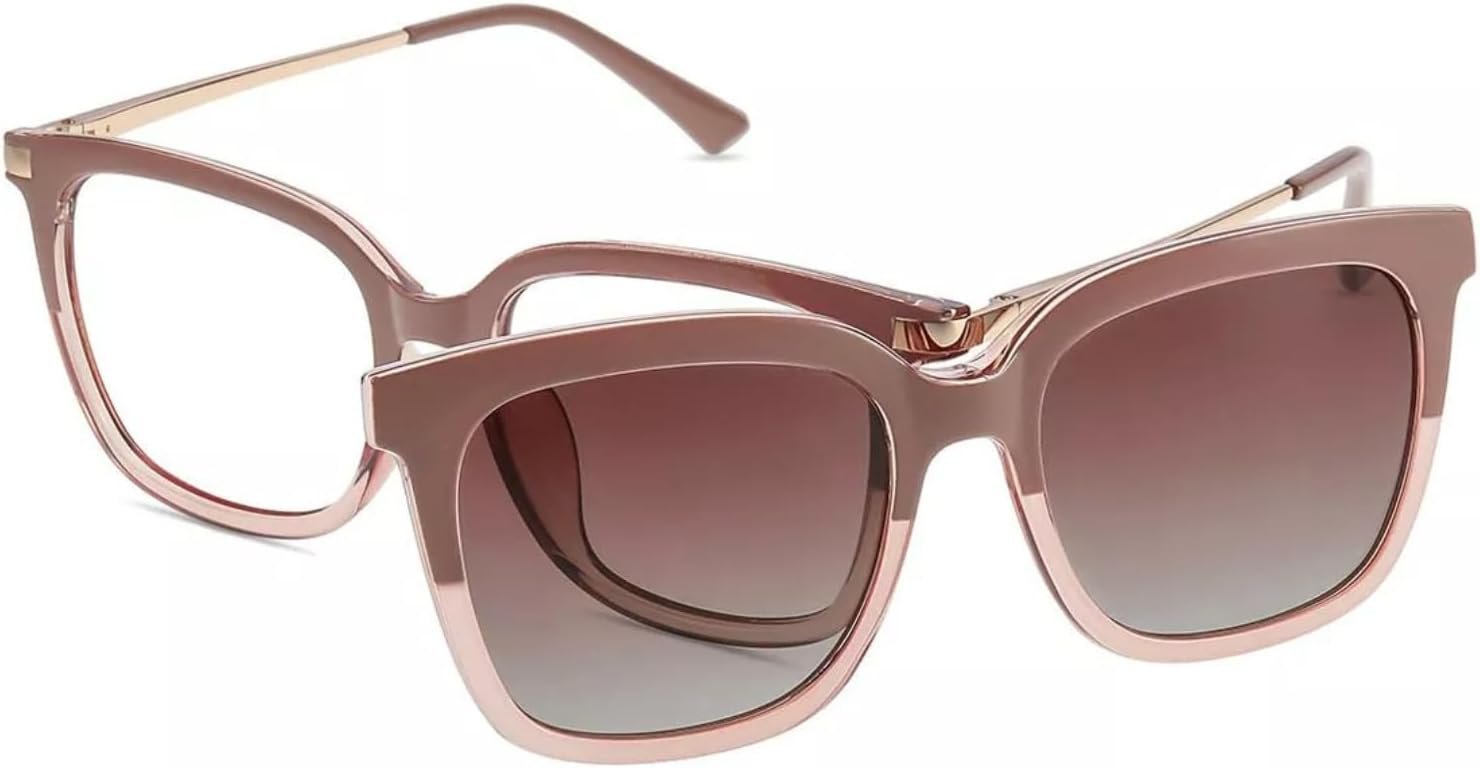 Firmoo Blue Light Blocking Glasses with Clip-On Sunglasses 2-in-1 Stylish Oversized Square Frame