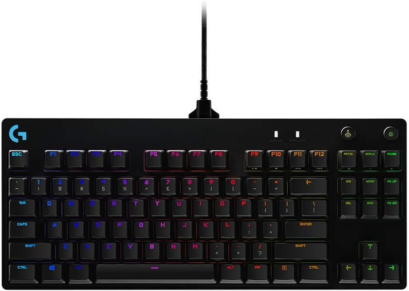 Logitech G PRO Mechanical TKL Tenkeyless Gaming Keyboard (Clicky) – Black | Ultra portable, detachable Micro USB cable, 16.8 million color Lightsync backlit keys
