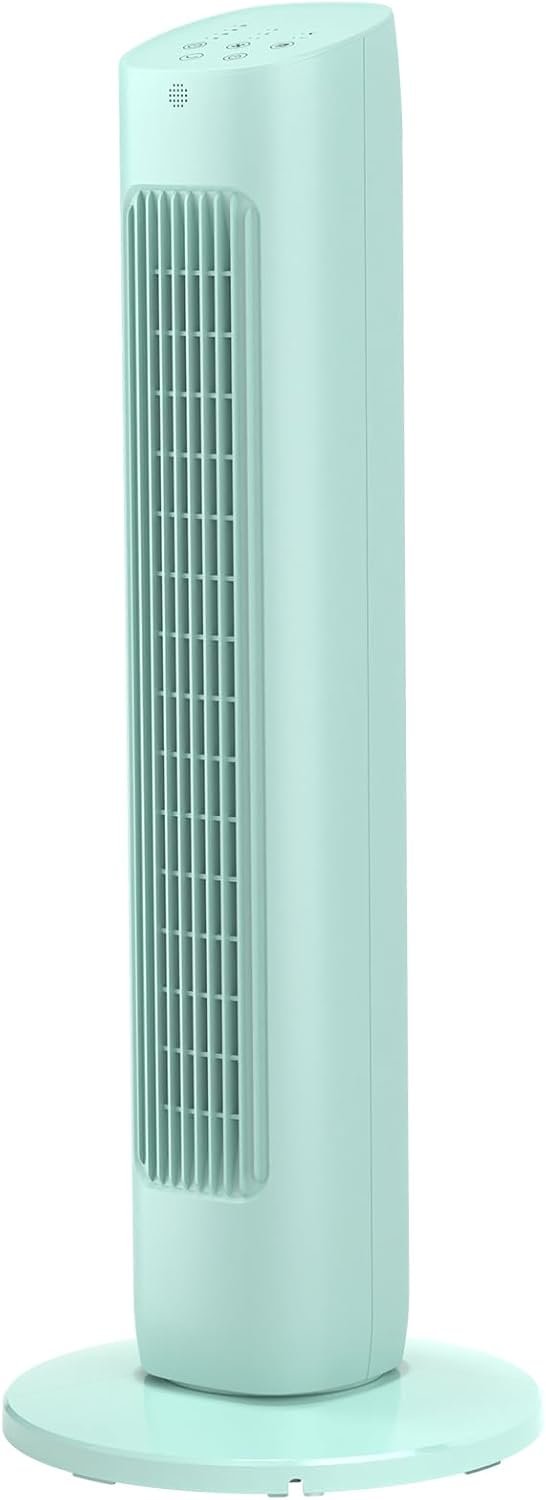Antarctic Star Tower Fan 85°Oscillating Quiet Cooling 15H Timer Remote Control Powerful Standing 3 Wind Speed 3 Wind Modes LED Display Bladeless Portable LED Display,Bedroom Office, Green