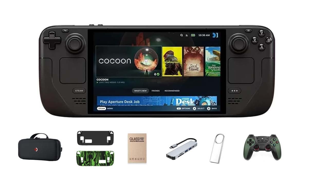 Valve Steam Deck OLED 2TB Handheld Gaming Console, 7.4″ HDR 90Hz Display, Wi-Fi 6E, PC Gaming, with 7-in-1 Kit: Carrying Case, Hub, Controller, 2*Protective Cases, Screen Protector, 32GB USB
