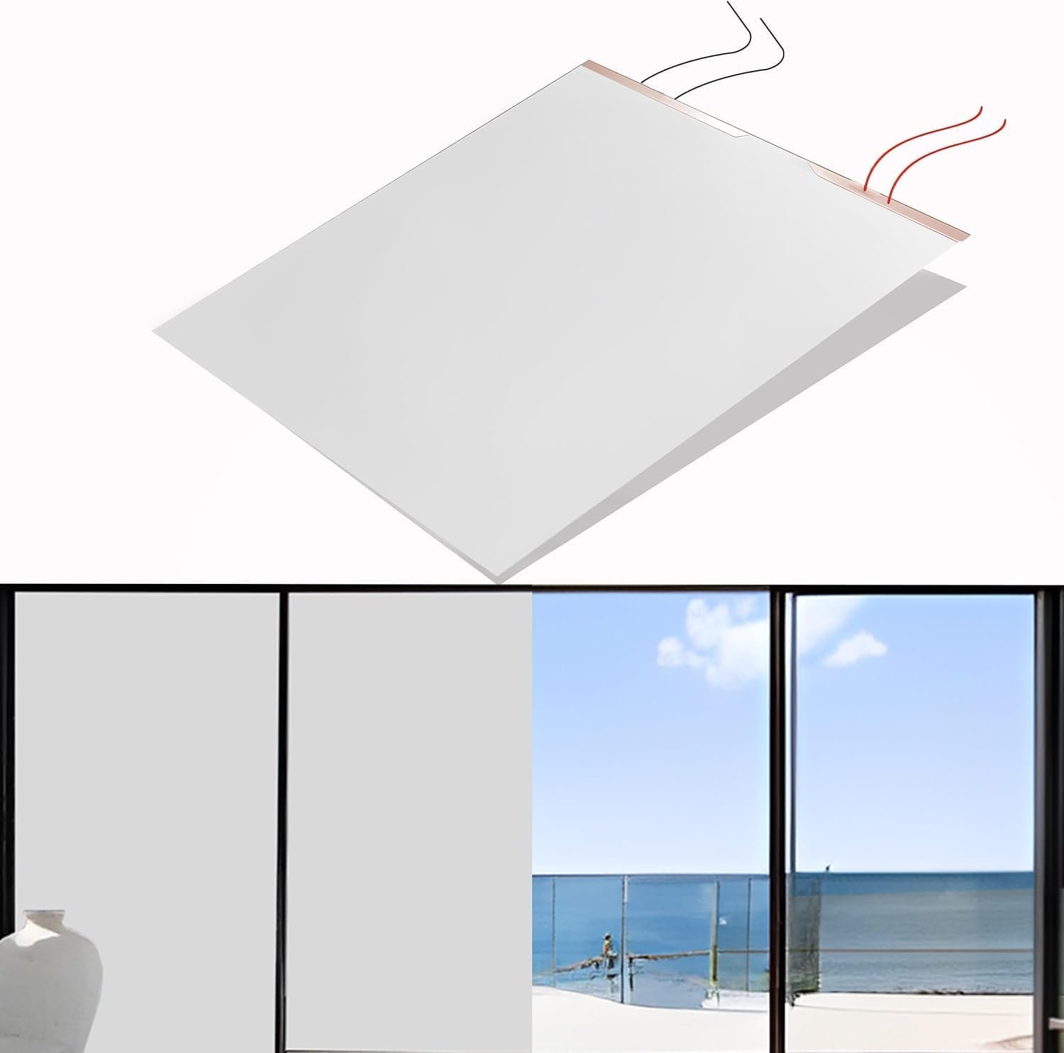 PDLC Smart Film (39″ x 59″), Switchable Adhesive Privacy Glass Film, Smart Film for Window, Door, Sliding Glass, Electric Frosted, Clear to Opaque, for Home, Office, Conference Room, Partition Use
