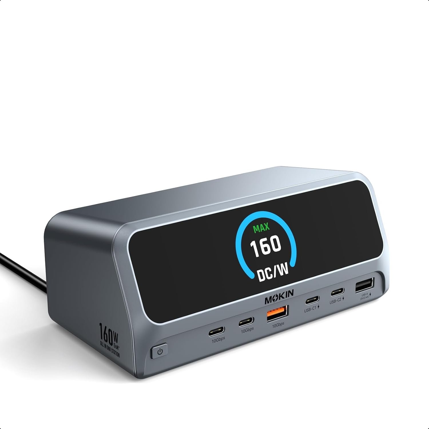 MOKiN Docking Station Dual Monitor with 2 HDMI/Built in 160W Power | I4 USB C Dock LCD Work Status & Privacy Button/Built in Power,No external power brick/Dual HDMI 4K/Windows Extend