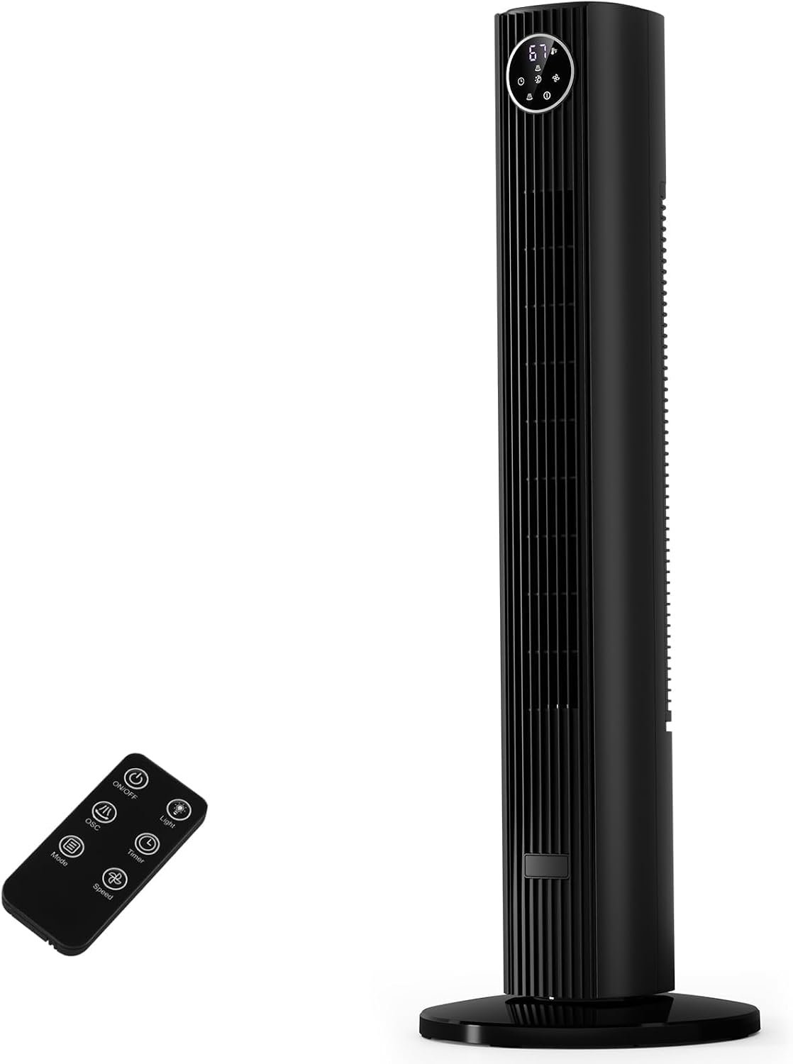 COWSAR 36” Tower Fan for Bedroom, 23ft/s High Velocity Standing Fan, 85° Oscillating Quiet Cooling, 12H Timer, 3 Speeds 4 Modes, Remote Control, Bladeless Room Fan for Home, Office, Indoor, Black