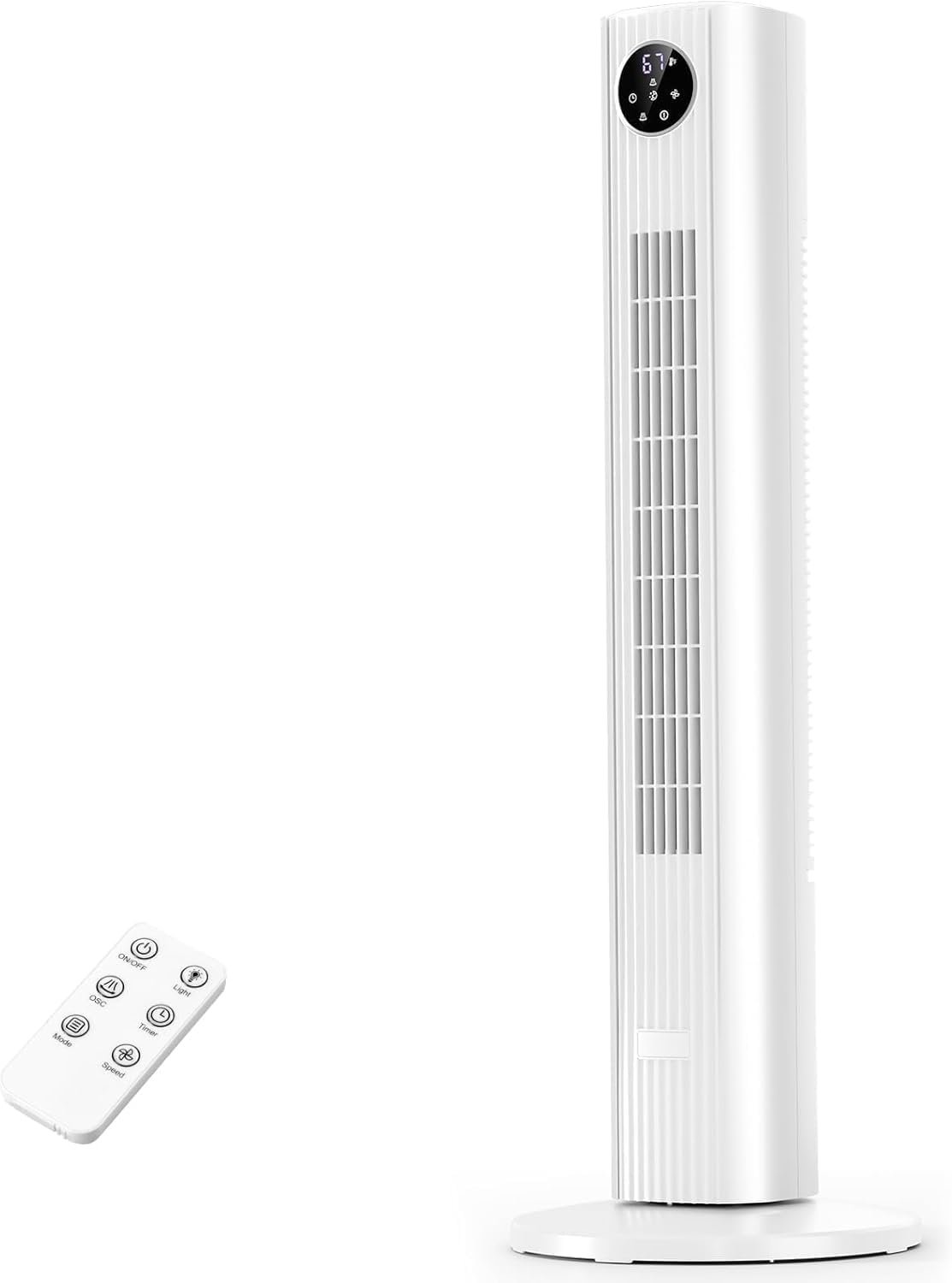 Antarctic Star 36″ Tower Fan for Bedroom, 85° Oscillating Standing Floor Fan, 3 Speeds 2 Modes, 23 ft/s High Velocity, 12H Timer with Remote, Portable Cooling Fan Living Room Office, White