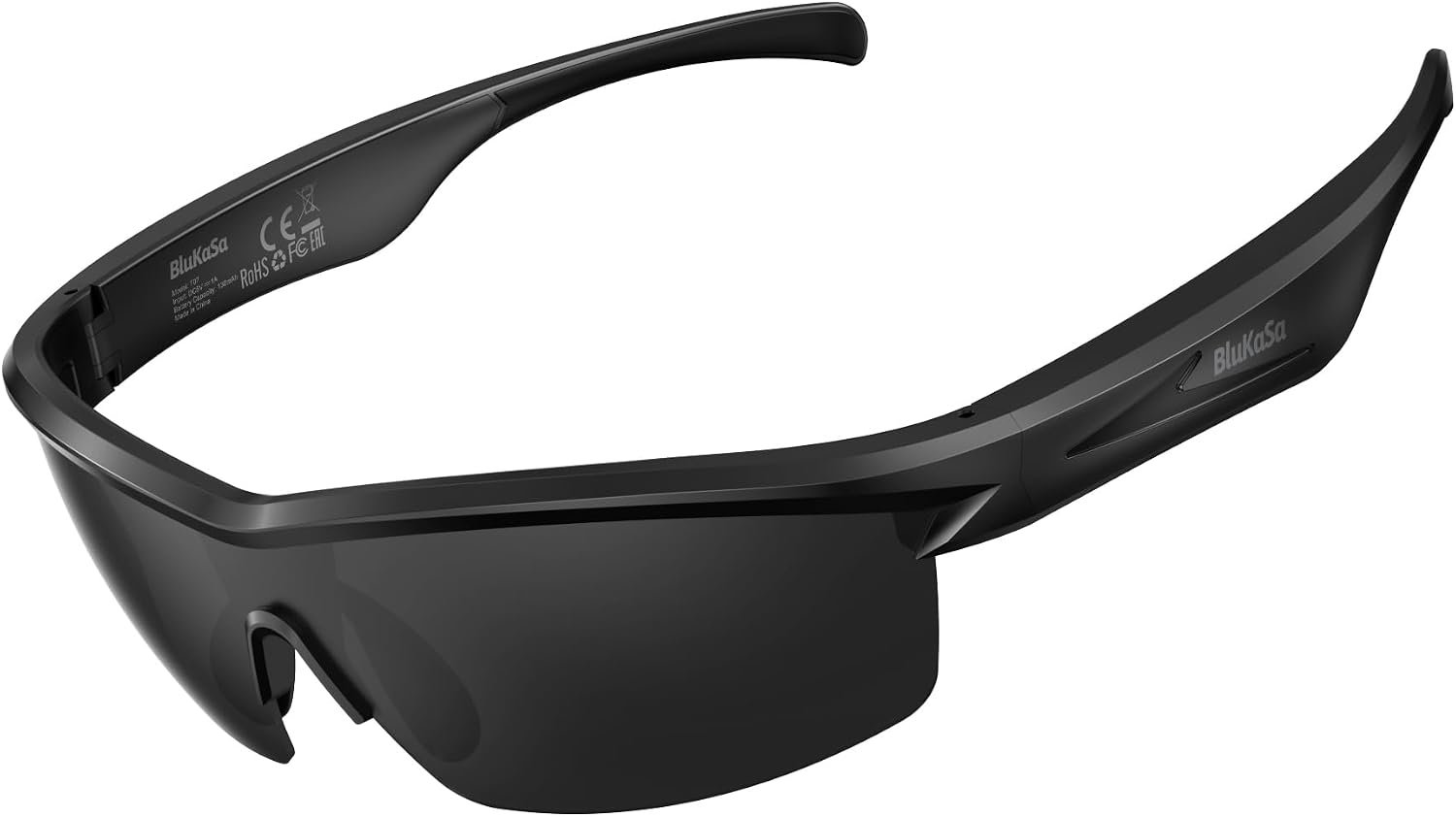 Bluetooth Audio Smart Glasses for Cycling Running Driving | Polarized Sports Sunglasses with Open-Ear Speakers, Hands-Free Calls, Voice Assistant, UV Protection, IPX5 Waterproof for Hiking Fishing