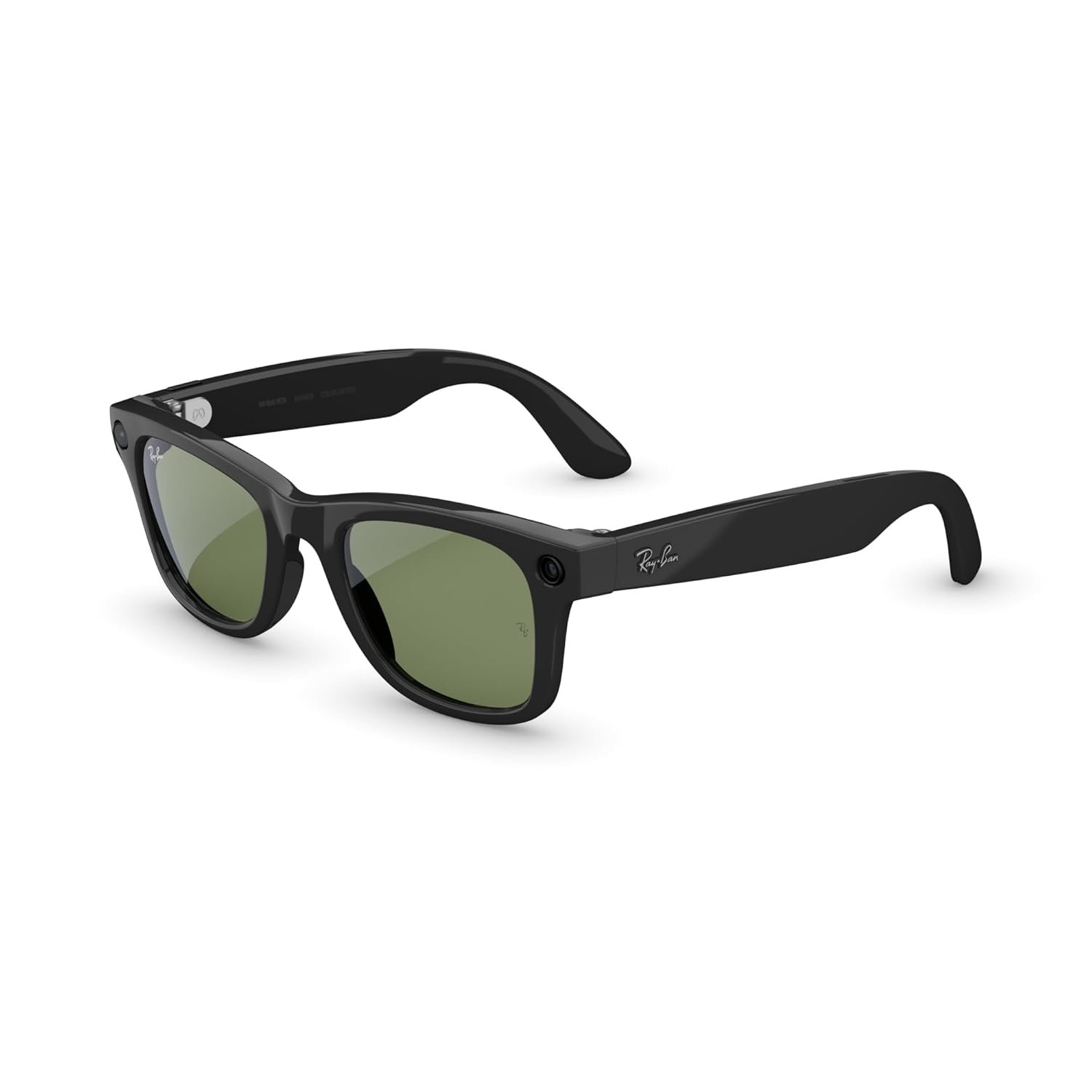 Meta Ray-Ban (Gen 2), Wayfarer Large, Shiny Black | Smart AI Glasses for Men, Women — 2X Battery Life — 3K HD Resolution — 12 MP Ultra-Wide Camera, Audio, Video — Green Lenses — Wearable Technology