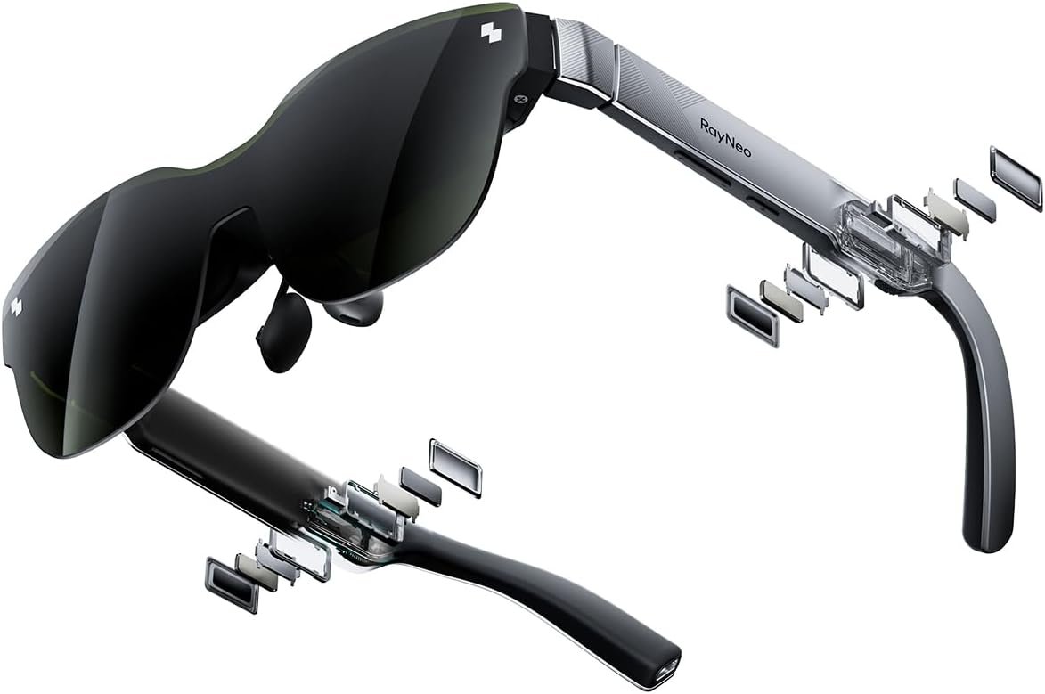 [2025 New] RayNeo Air 3s XR Glasses – AR Glasses 201″ 120Hz FHD HueView Eye-Care Video Display, Smart Gaming Glasses for iPhone 16,15/Android/Mac/Switch/PS5/SteamDeck