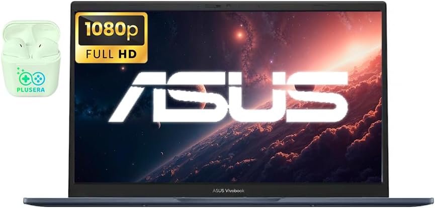 ASUS Vivobook 14″ FHD Business Laptop Computer, Windows 11 Pro Laptop 16GB RAM 512GB SSD, Intel Core i3-1315U Processor, Camera Privacy Shutter, PLUSERA Earphones, Quiet Blue