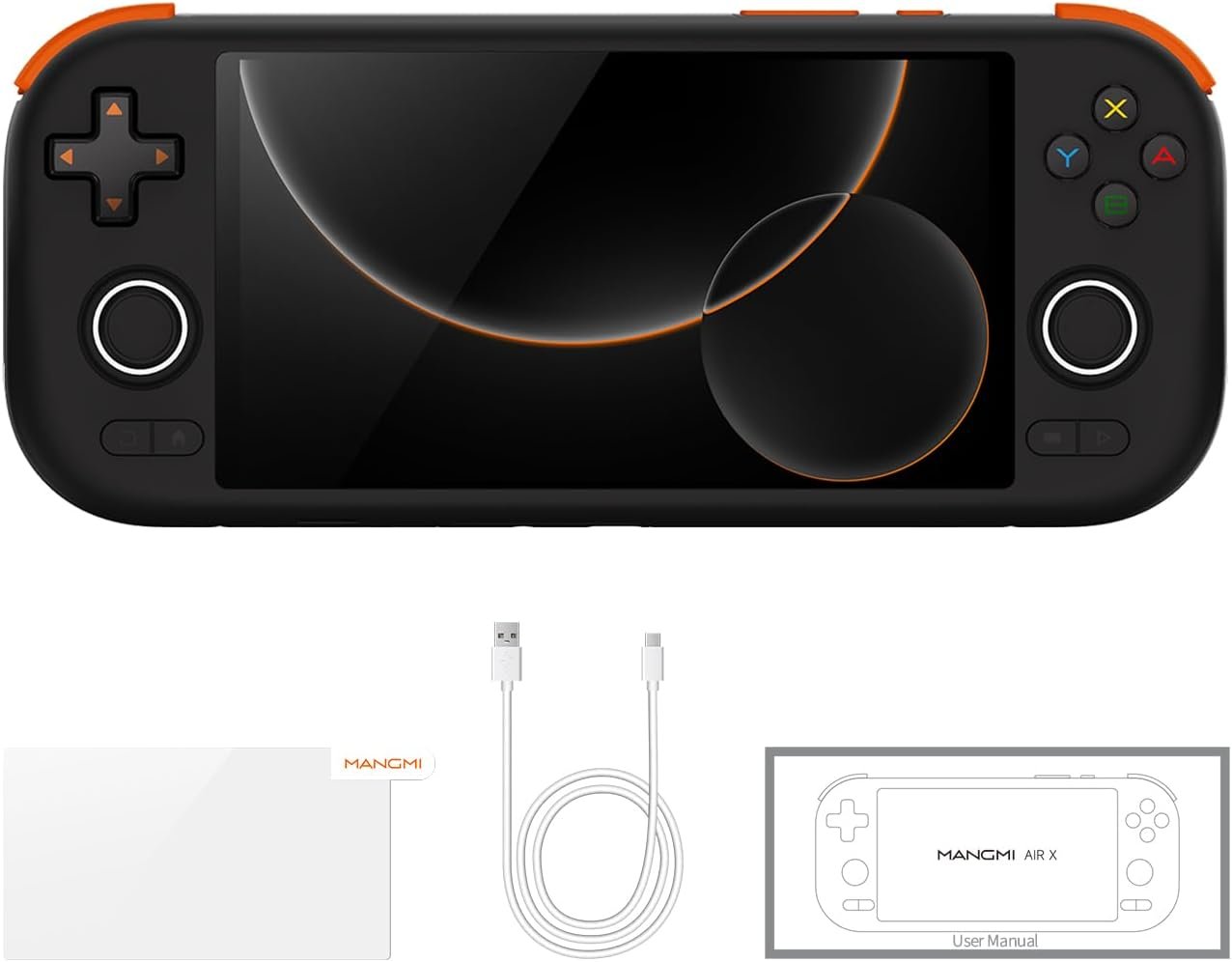 MANGMI AIR X Handheld Game Console, FHD 5.5” IPS Screen, Android 14 System 4GB+64GB, Retro Handheld Game Console, Snapdragon 662 Processor, 5000mAh Battery Lasting 8 Hours, Multiple Modes(Black)