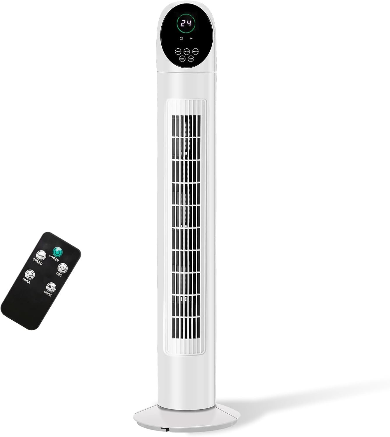 Winado 36″ Bladeless Tower Fan for Cooling Home Bedroom Office | Quiet Floor Fan with Remote Control, Digital Display, Adjustable Oscillating, 3 Speeds, 3 Modes & 9H Timer