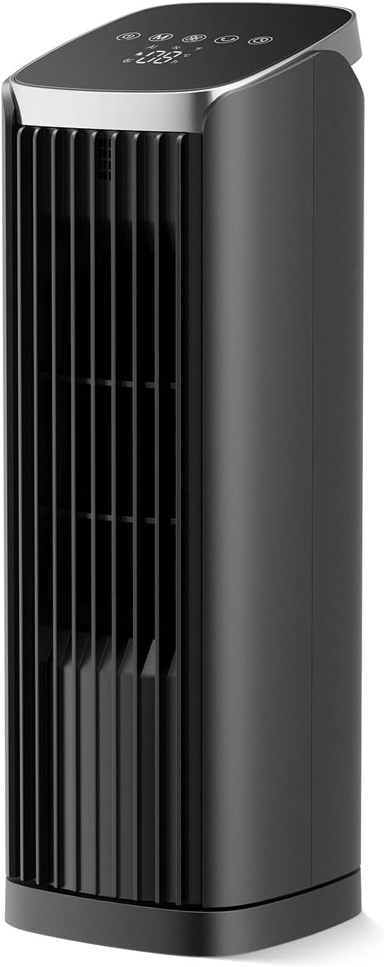 PNTCK Tower Fan for Bedroom, 13.2″ Quiet Desk Fan with Remote, 4 Modes 4 Speeds Max 24ft/, 70° Oscillating Table Fan, 12Timer, Bladeless Portable Fan Room Fan for Home Room Office