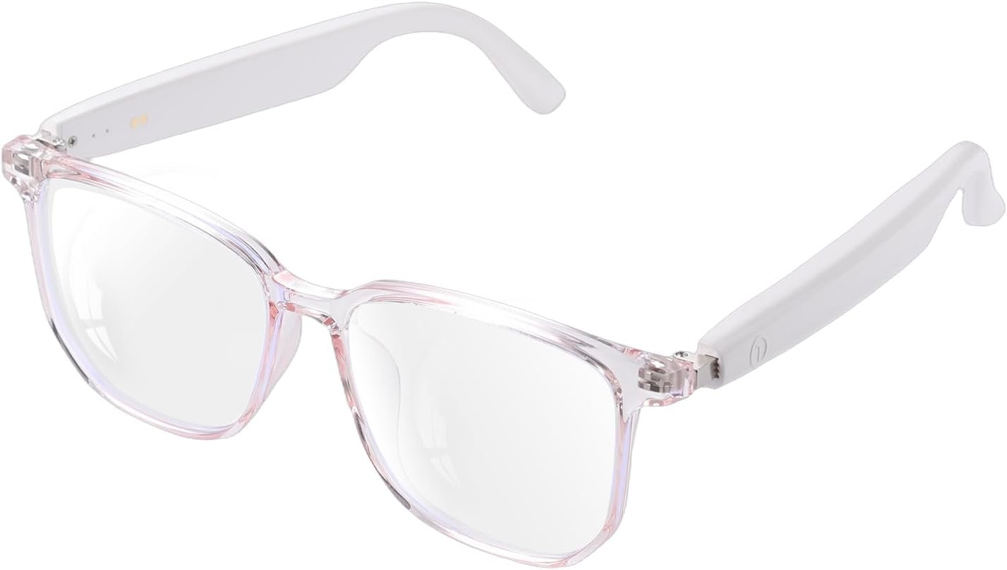 Smart Glasses for Women, Blue Light Filtering Lenses，Bluetooth 5.3, Audio & Mic, Intelligent Touch,Open-Ear Clear Sound Audio Glasses with Bluetooth, Ultralight Comfortable Design for Working.
