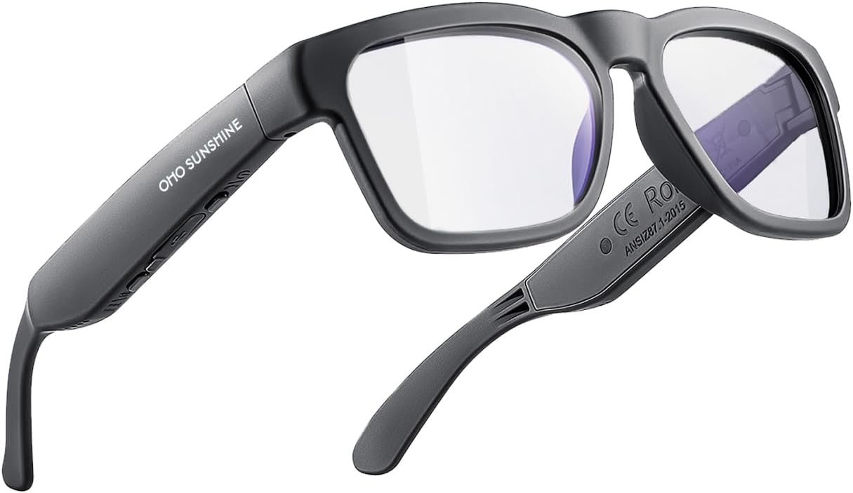 OhO sunshine Bluetooth Audio Sunglasses, Lightweight Open Ear Sport Glasses, 10H Playtime, UV400 ANSI Z87.1, Water Resistant with Voice Control