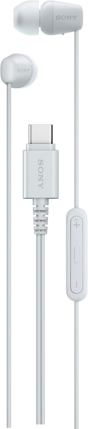 Sony IER-EX15C USB-C Plug, Wired in-Ear Headphones with Mic, White | For iPhone and Android Phones, Built-in Multi-Function Button, Volume and Mic Control, Supports USB Audio Class 1.0 Devices