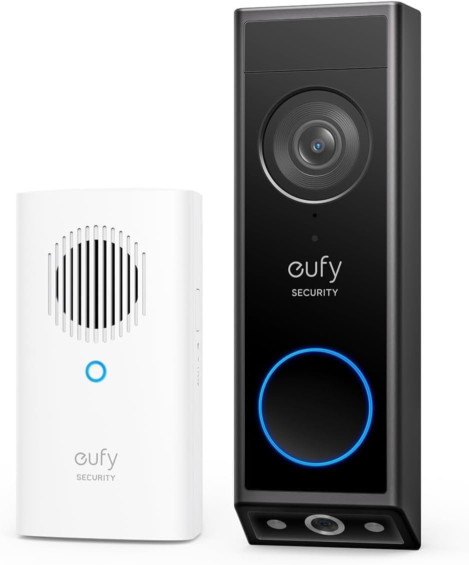 eufy Security Video Doorbell E340 Kit with Chime, 2K FHD, Built-in 8GB | No subscription, head-to-toe view, wireless or wired, color night vision, two-way talk, AI motion detection, built-in 8GB
