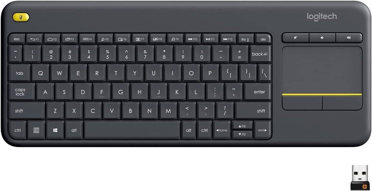 Logitech K400 Plus Wireless Touch TV Keyboard for Media Control – Black | Easy meadia control, built-in touchpad, HTPC for PC-connected TV, compatible with Windows, Android, Chrome OS, Laptop, Tablet