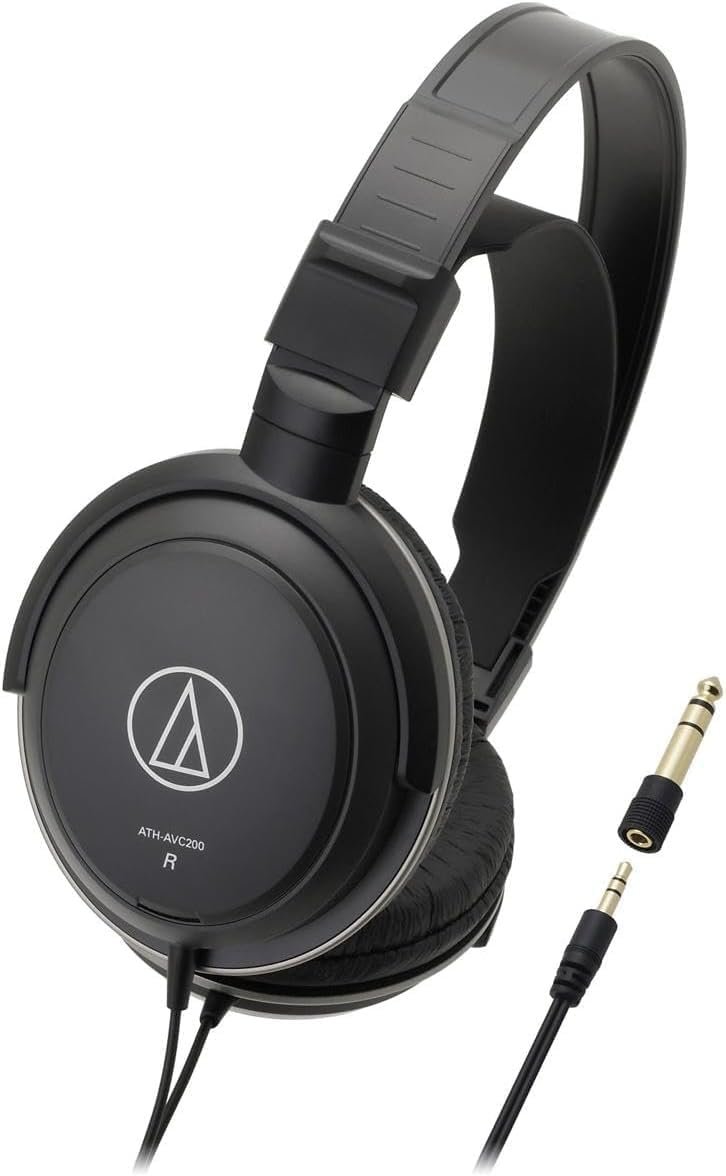 Audio-Technica ATH-AVC200 SonicPro Over-Ear Closed-Back Dynamic Headphones Black | 40mm Drivers, Closed-Back Dynamic, 40ω, 20-22, 000 Hz, 3.0m Cable with 3.5mm Gold Plug Plus 6.3mm Adapter, ~210g