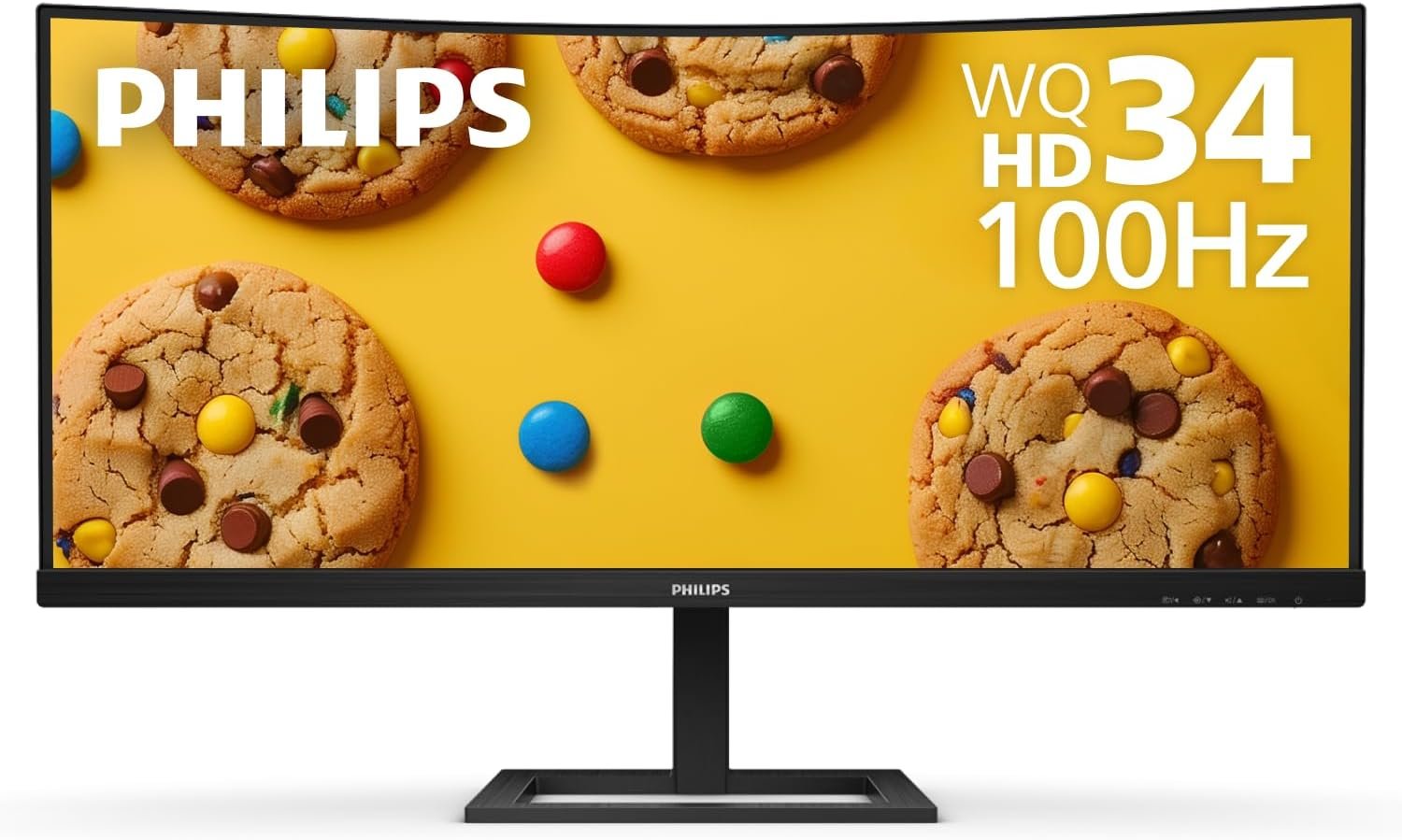 Philips 34 Inch Curved Computer Monitor UWQHD 100Hz USB-C PD VA, 346E2CUAE | 3440×1440 Monitor, HDMI, DP, USB 3.2 Hub, Built-in Speakers, Height Adjust, Adaptive Sync, 4yr Advance Replacement Warranty