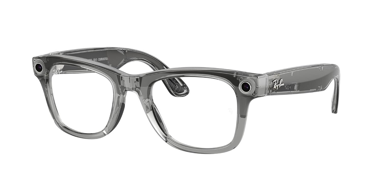 Meta Ray-Ban (Gen 2), Wayfarer, Shiny Transparent Grey | Smart AI Glasses for Men, Women — 3K Ultra HD — 12 MP Camera, Audio, Video Recording — Transitions® Sapphire Lenses — Sunglasses