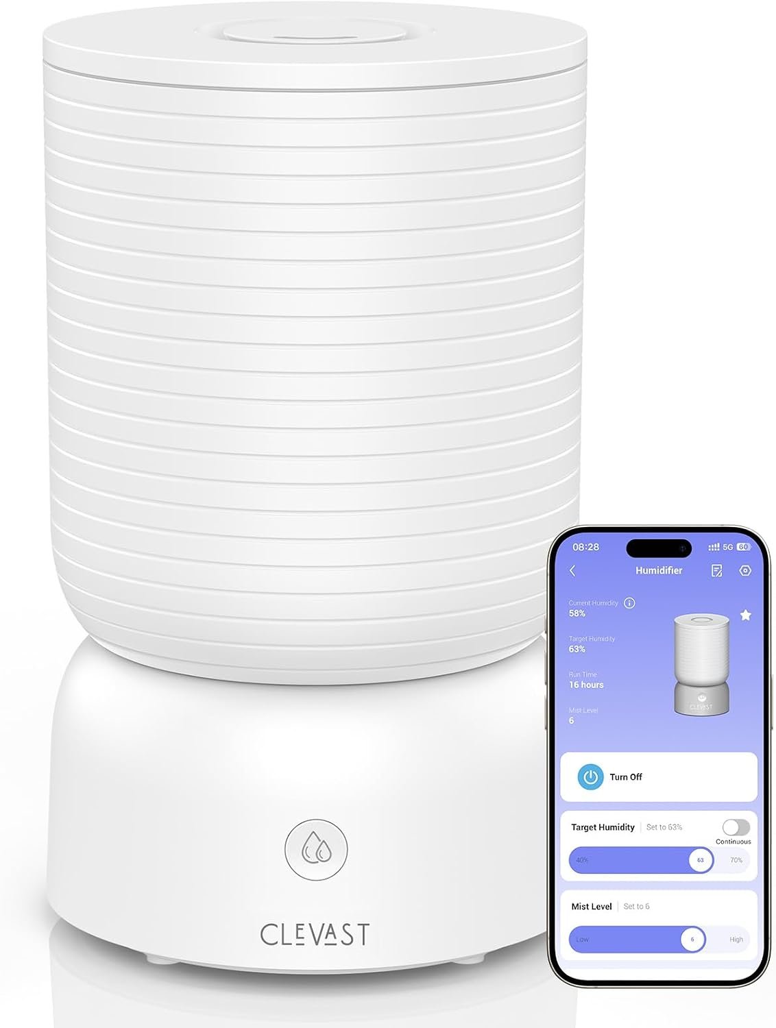 CLEVAST Humidifiers for Bedroom – Smart 1 Gal Cool Mist Top Fill Humidifier with Essential Oil Diffuser, Quiet Operation for Baby Nursery, Home, Office, Room