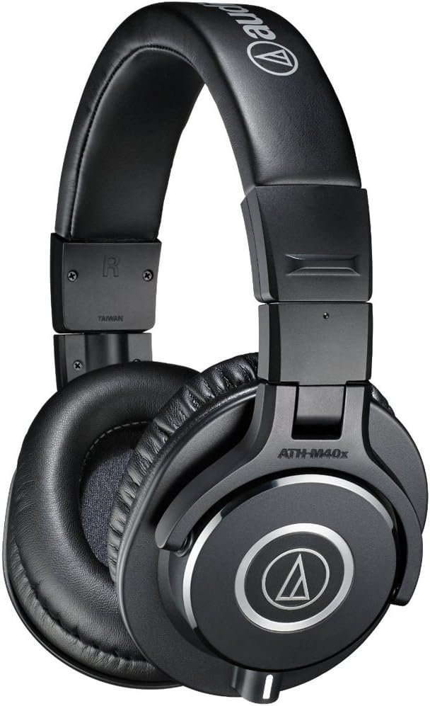 Audio-Technica ATH-M40x Professional Studio Monitor Headphone, Black, with Cutting Edge Engineering, 90 Degree Swiveling Earcups, Pro-Grade Earpads/Headband, Detachable Cables Included | Closed-Back Over-Ear Headphones, 40mm Drivers, 15-24khz Response, 90 Degree Swiveling Earcups