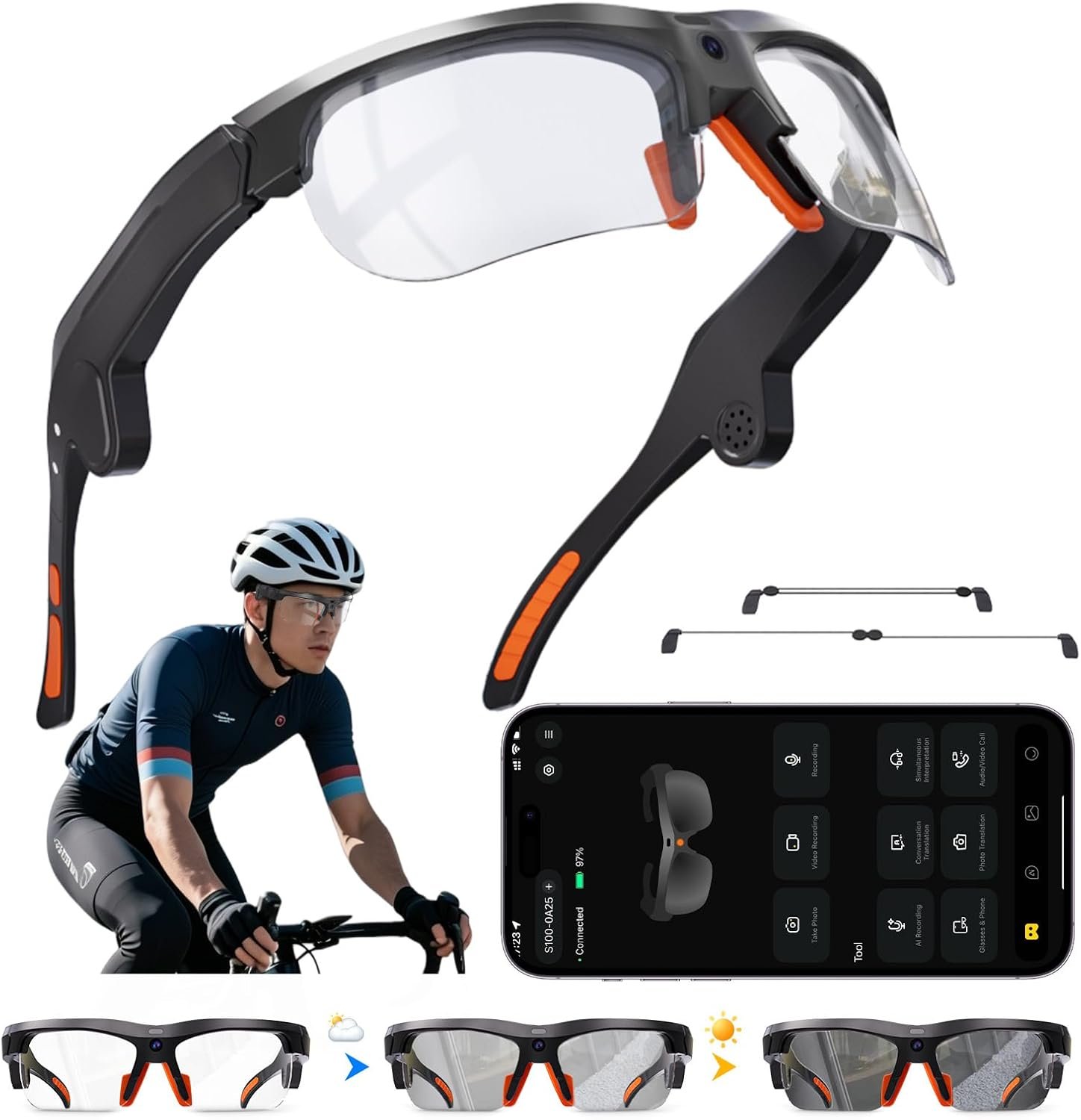 AI Smart Glasses – 2026 Upgrade with 20MP Camera, AI Voice Assistant & Real-World Recognition, EIS Anti-Bluetooth Audio Sunglasses, Sports Camera Glasses for Men and Women (Photochromic Lens)
