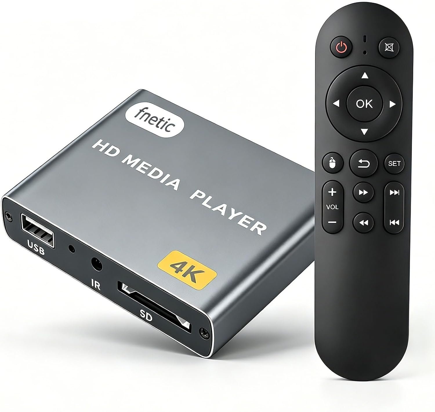 4K@30Hz HD Digital Media Player with USB/TF Card Slot for TV Projector | Support Digital Signage, H.265 HEVC MP4 MKV MP3 Photos PPT, HDMI & AV Output, Remote Control, Plug & Play, Auto Playback Loop