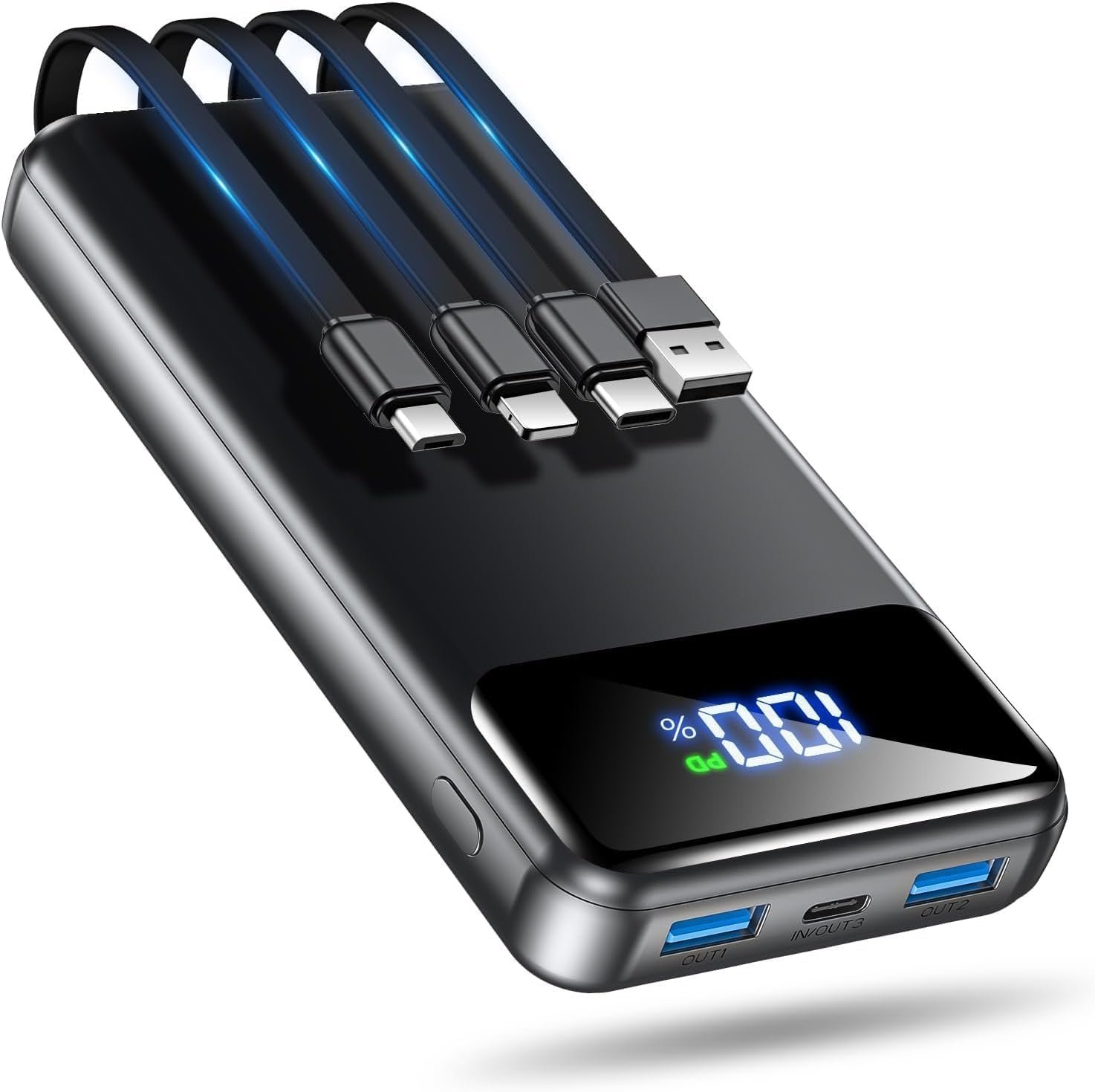 OHOVIV Portable Charger Power Bank 50000mAh,4 Built-in Cables Battery Pack | 22.5W Fasting Charging,Power 6 Devices,Camping Travel Essential,Portable Phone Charger compatible with iPhone,Samsung,Tablets