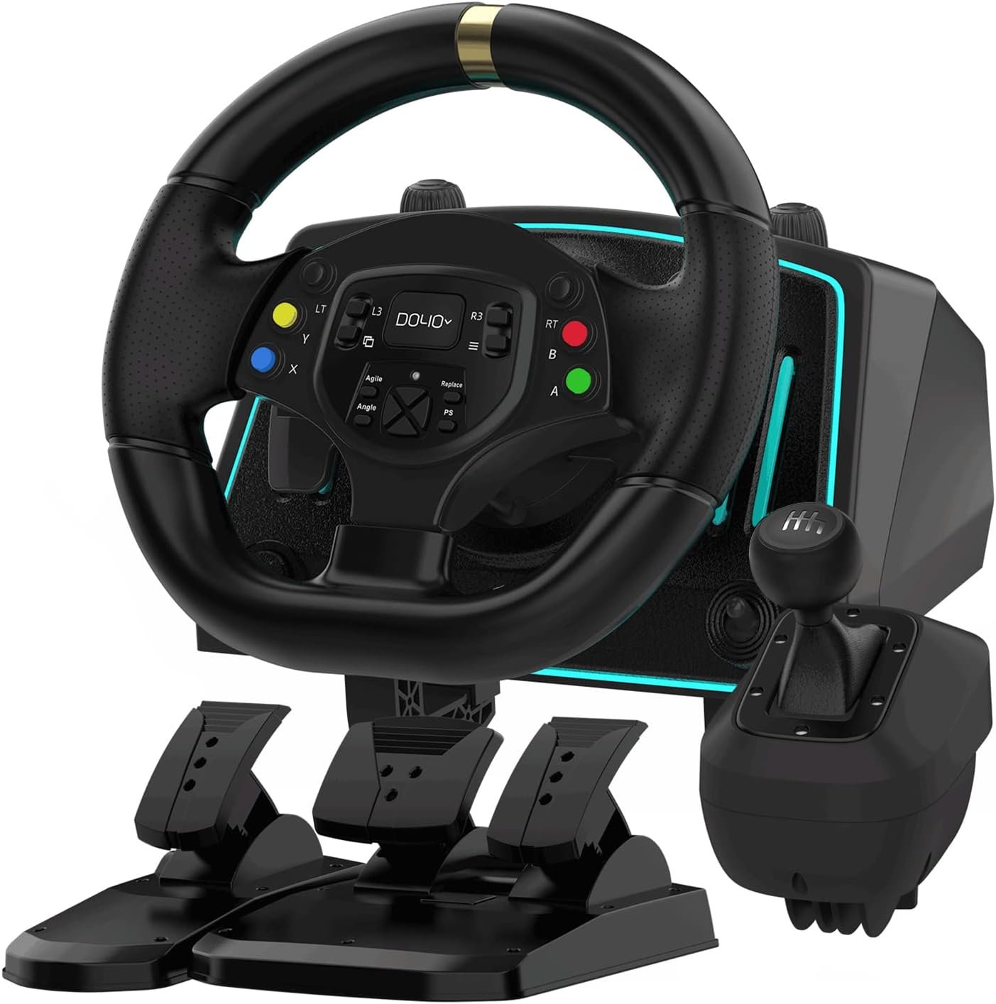 NBCP Racing Wheel with 6-Speed Shifter & Pedals –1080° Gaming Steering Wheel for PS4, Xbox & PC, Vibration Feedback, Clamp Mount, Plug & Play