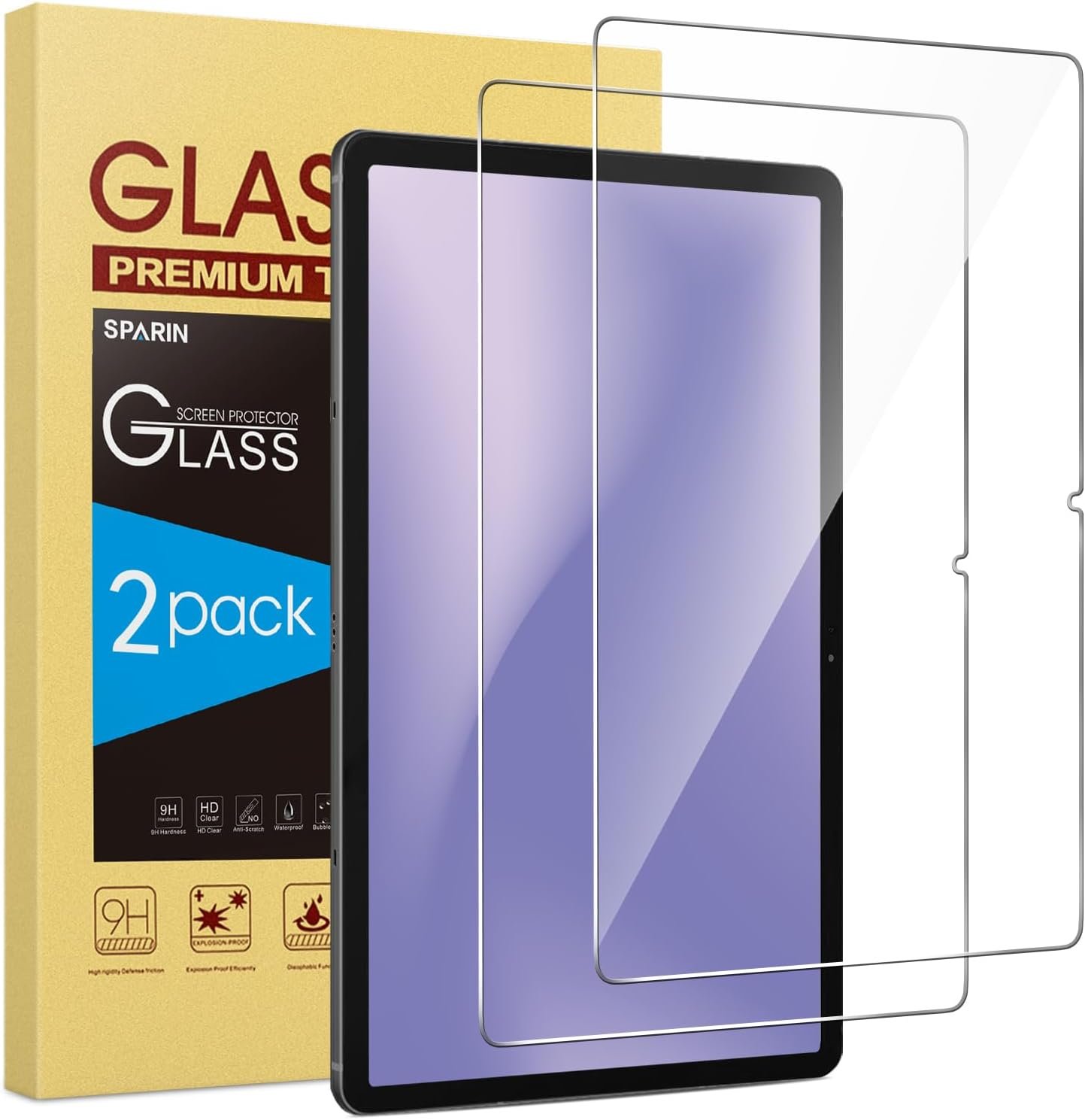 SPARIN Screen Protector for Galaxy Tab S10 Plus/S9 Plus/S9 FE+/S7 FE 12.4’’ | 2 Pack HD Tempered Glass for Samsung Tablet S10+/S8+ 5G, Anti-Scratch, High Response