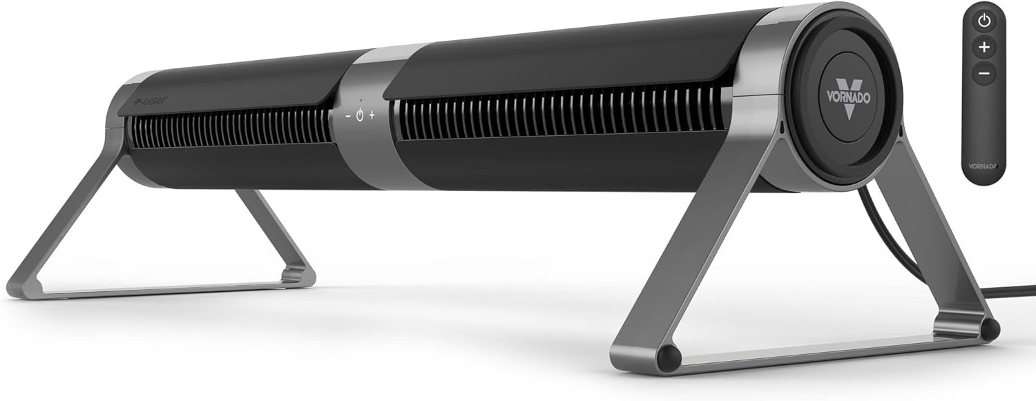 Vornado Airbar 4 Tower Fan and Horizontal Air Circulator with Remote Control, 35-Inch, 3 Speed Settings, Multi-Directional Airflow, Touch Control, Versatile Cooling Power, Magnetic Base, Black