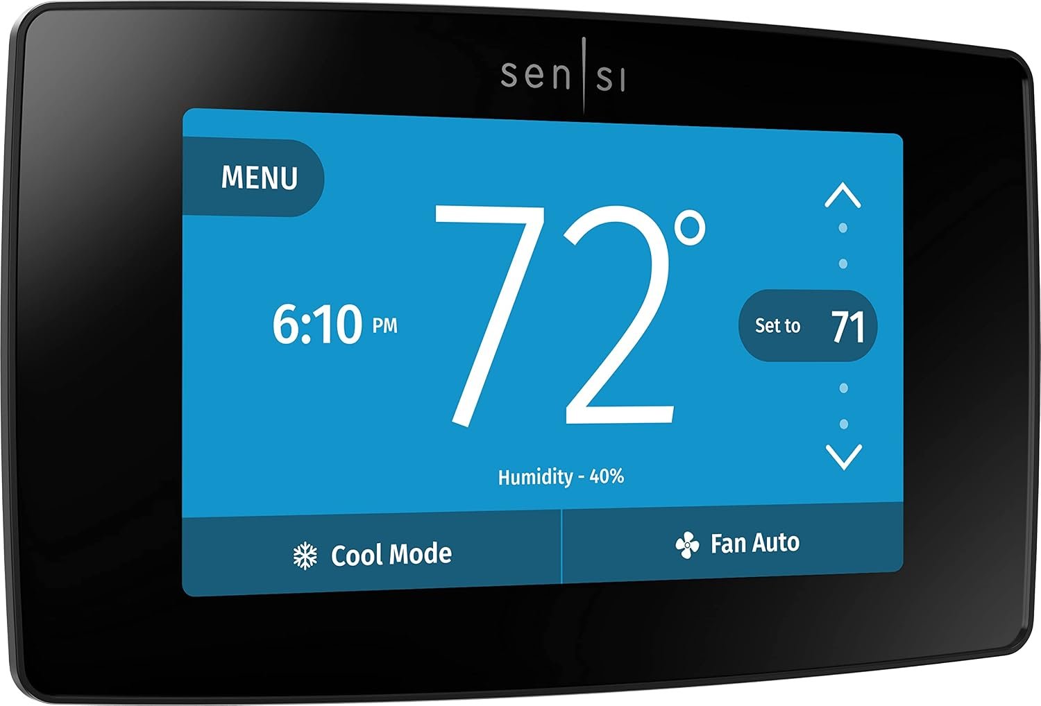 Sensi Touch Smart Thermostat by Emerson with Touchscreen Color Display, Programmable, Wi-Fi, Mobile App, Easy DIY, Data Privacy, Works with Alexa, Energy Star Certified, ST75 – Black, C-Wire Required