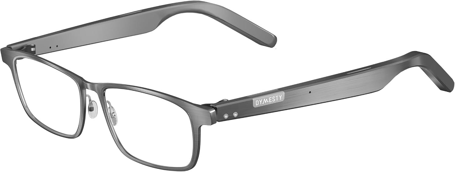 AI Smart Glasses with Real-Time Translation & Meeting Transcription Titanium Frame, Bluetooth Open-Ear Audio, Voice Recording, No Camera Privacy-First, ChatGPT & Gemini, 48H Battery,Gray