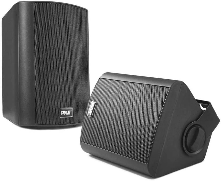 Pyle 6.5-Inch Wall Mount Waterproof Bluetooth Speaker System – Indoor/Outdoor Audio Pair with Built-in Digital Amplifier, Weather-Resistant Housing, High-Power Sound, Easy Installation (Black)