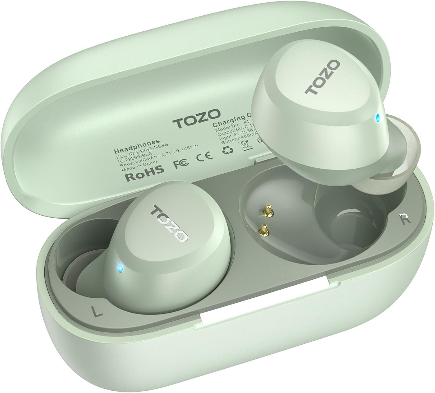 TOZO A1 Wireless Earbuds Bluetooth 5.3 Light Weight in Ear Headphones | IPX5 Waterproof, 2 Mics for AI Calls, Immersive Premium Sound Bass Ear buds with Charging Case, 32 Presets EQ via TOZO App