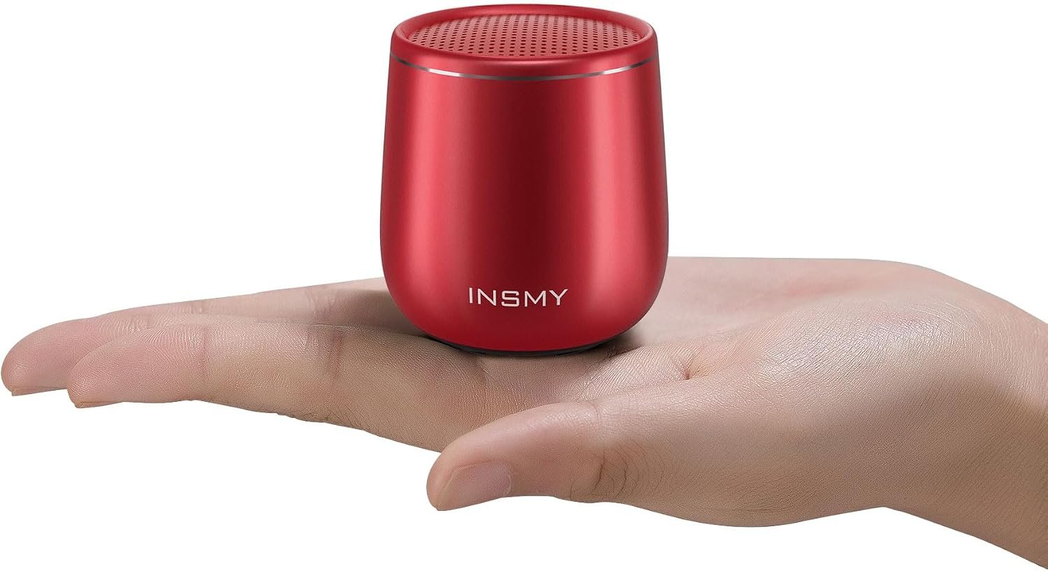 INSMY Small Bluetooth Speaker, Waterproof Mini Portable Wireless Speakers | Punchy Bass Rich Audio Stereo Pairing, Handheld Pocket Size, Built in Mic for Hiking Biking Gift Laptop Tablet (Red)