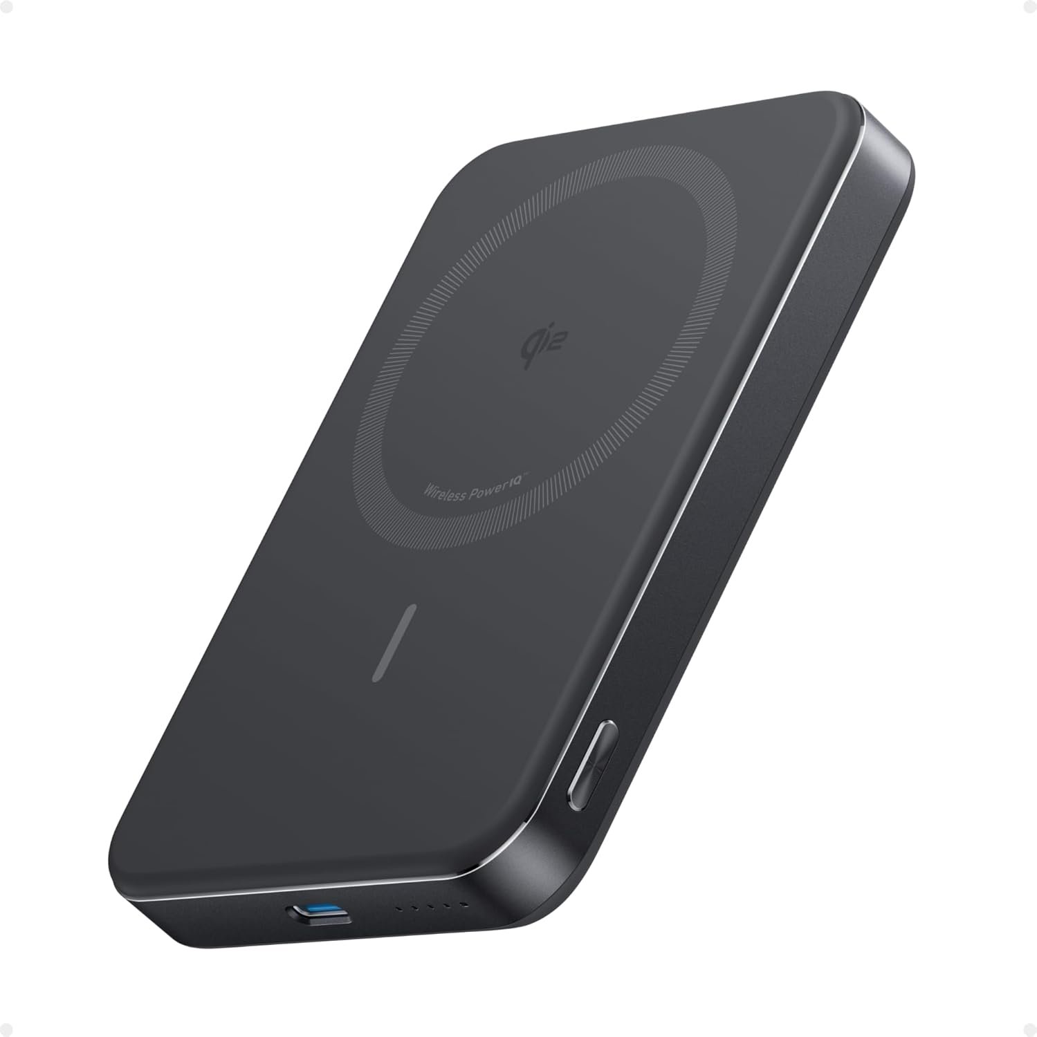 Anker MagGo Power Bank, Slim 10,000mAh Magnetic Battery Pack, Qi2 Certified 15W Ultra-Fast MagSafe Compatible Portable Charger, Ergonomic Design, for iPhone 12/13/14/15/16 Series, and More